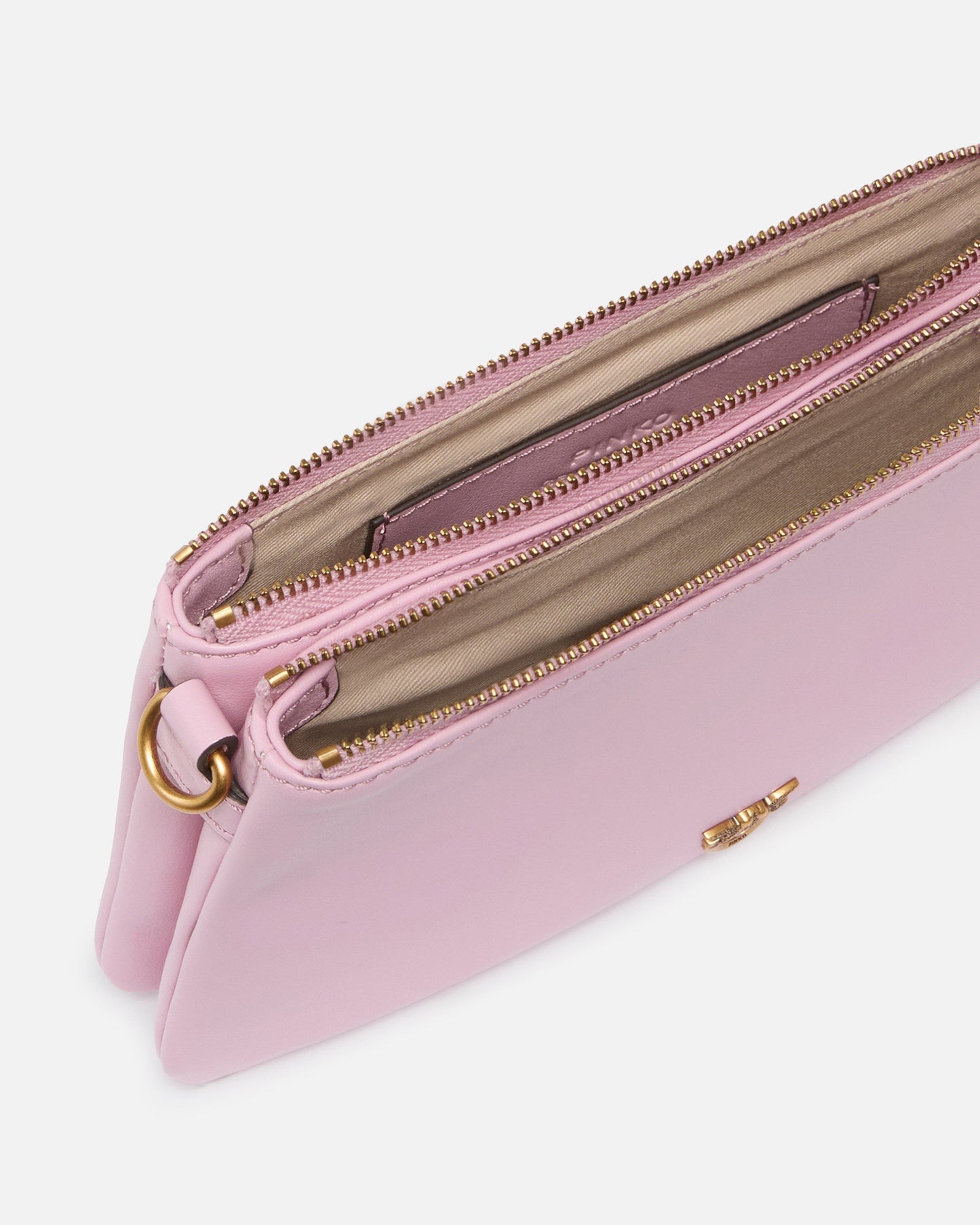 Leather Mini Double Bag with shoulder strap