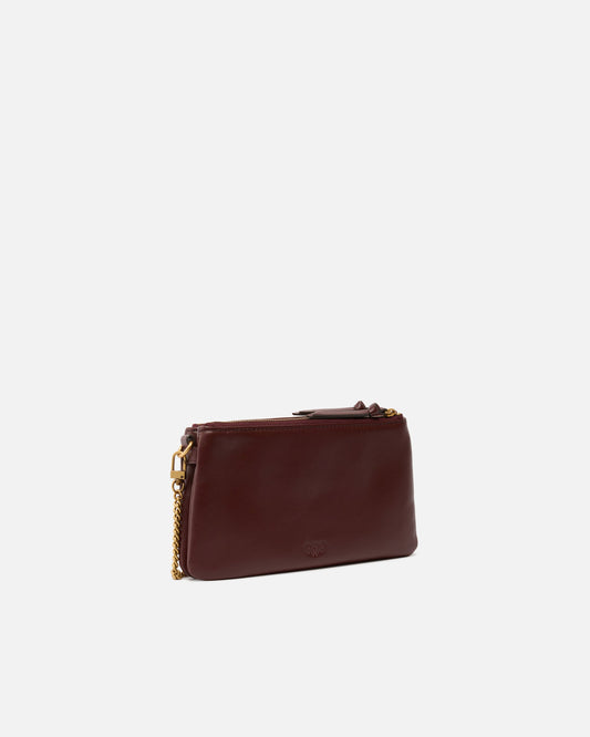 Leather Mini Double Bag with shoulder strap