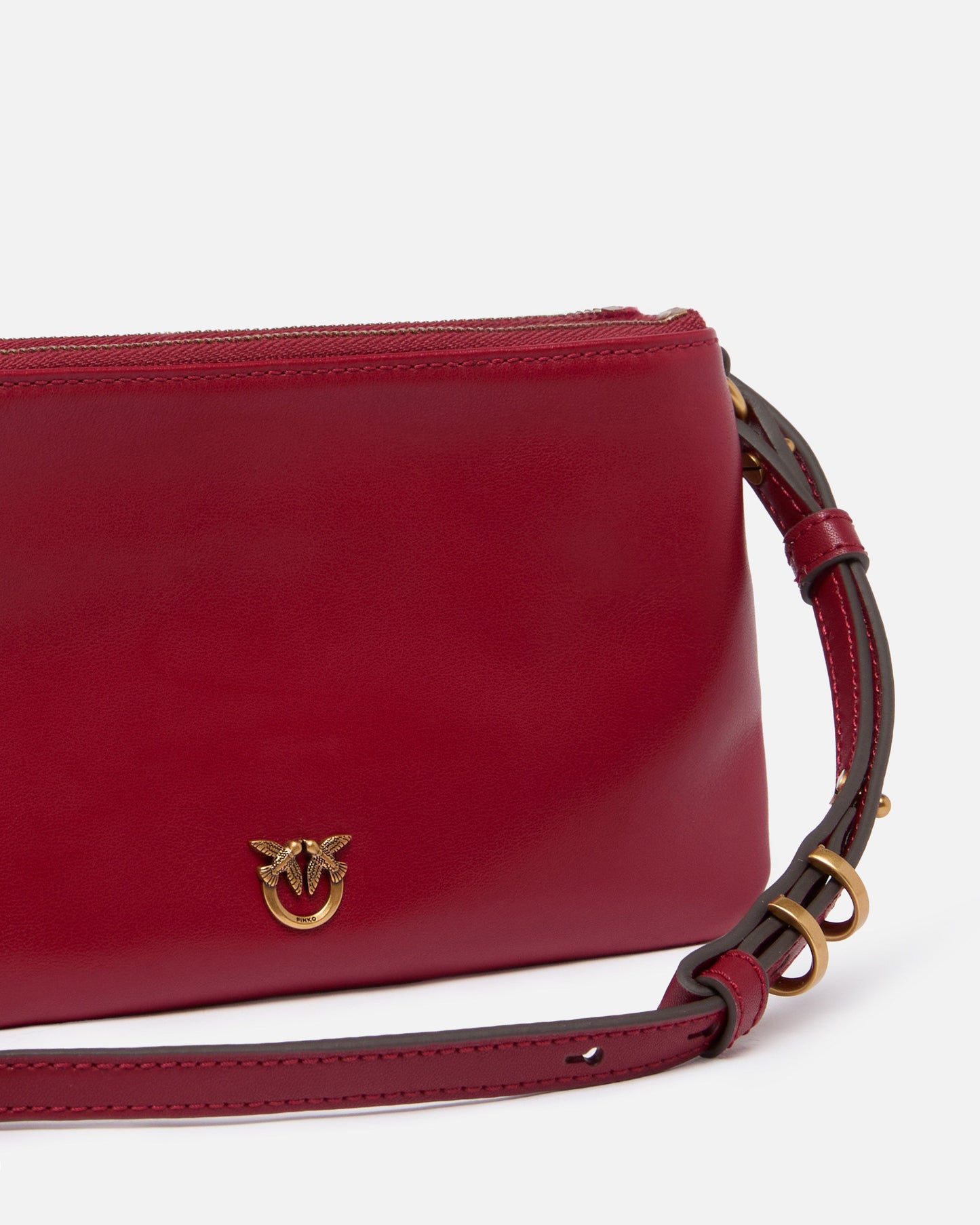 Leather Mini Double Bag with shoulder strap