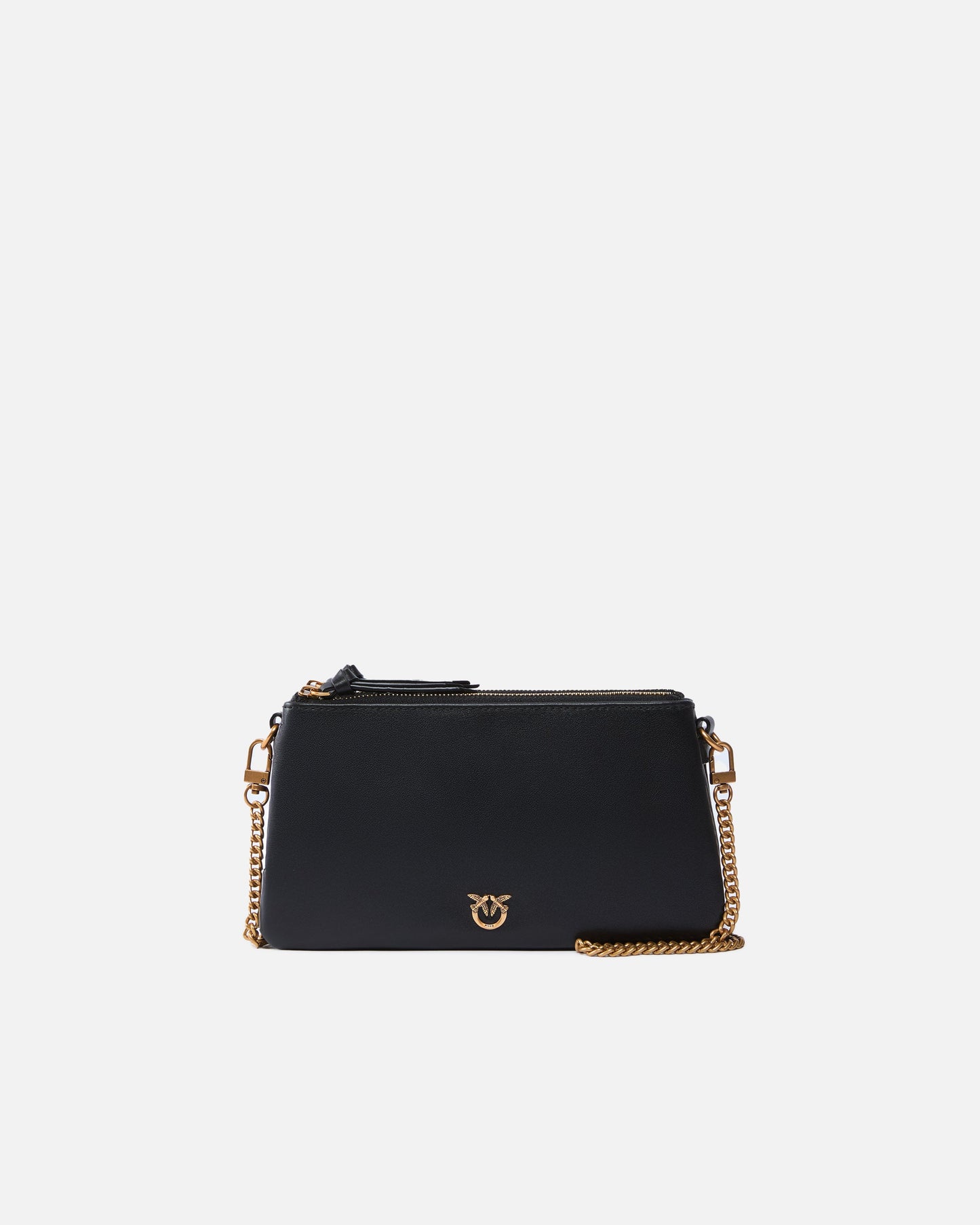 Leather Mini Double Bag with shoulder strap
