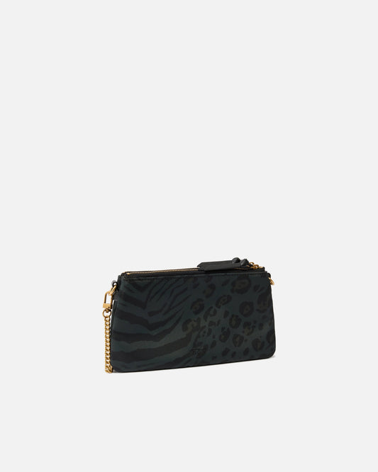 Double Bag Mini small crossbody bag in nylon with animal print