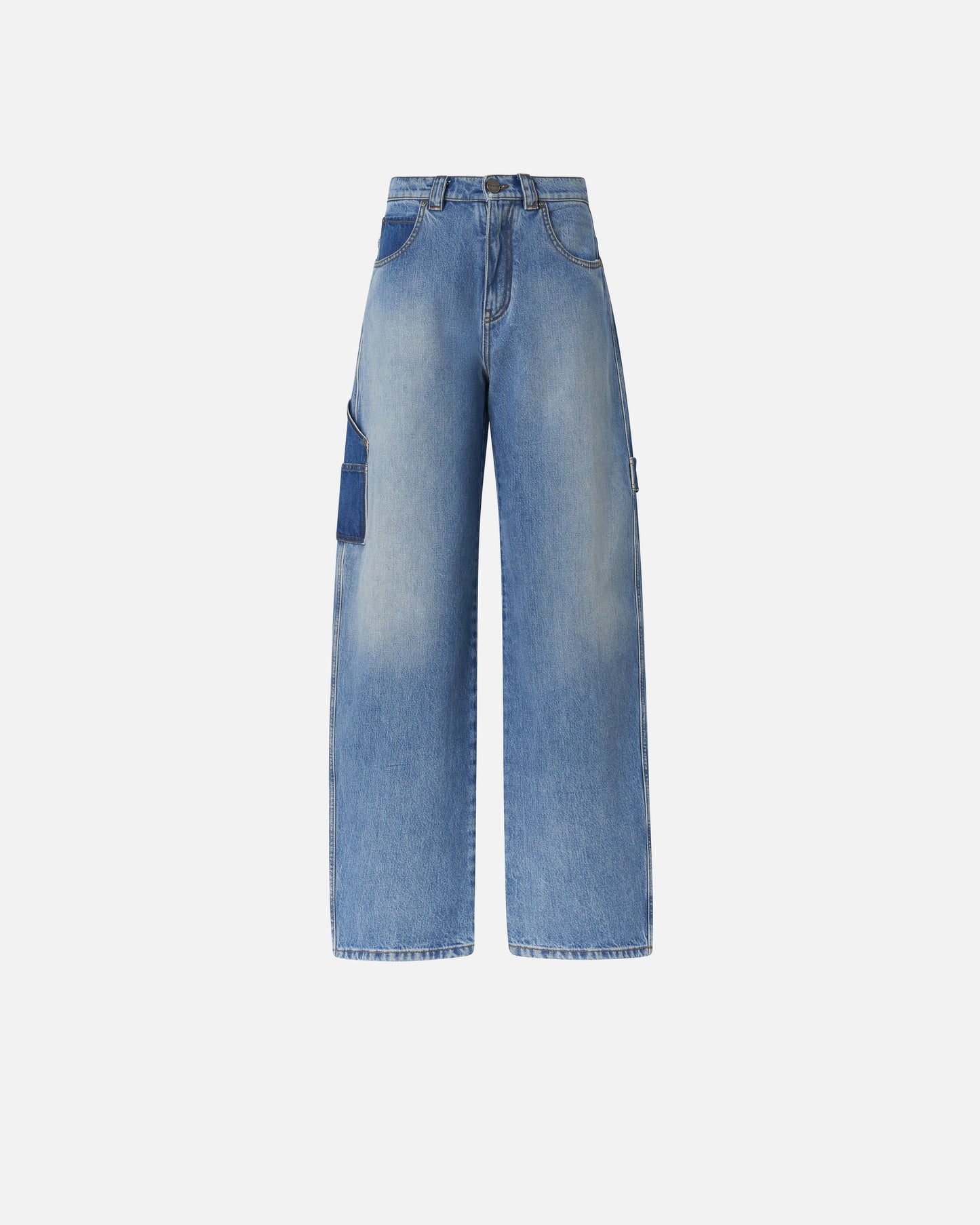 Two-tone balloon-fit jeans