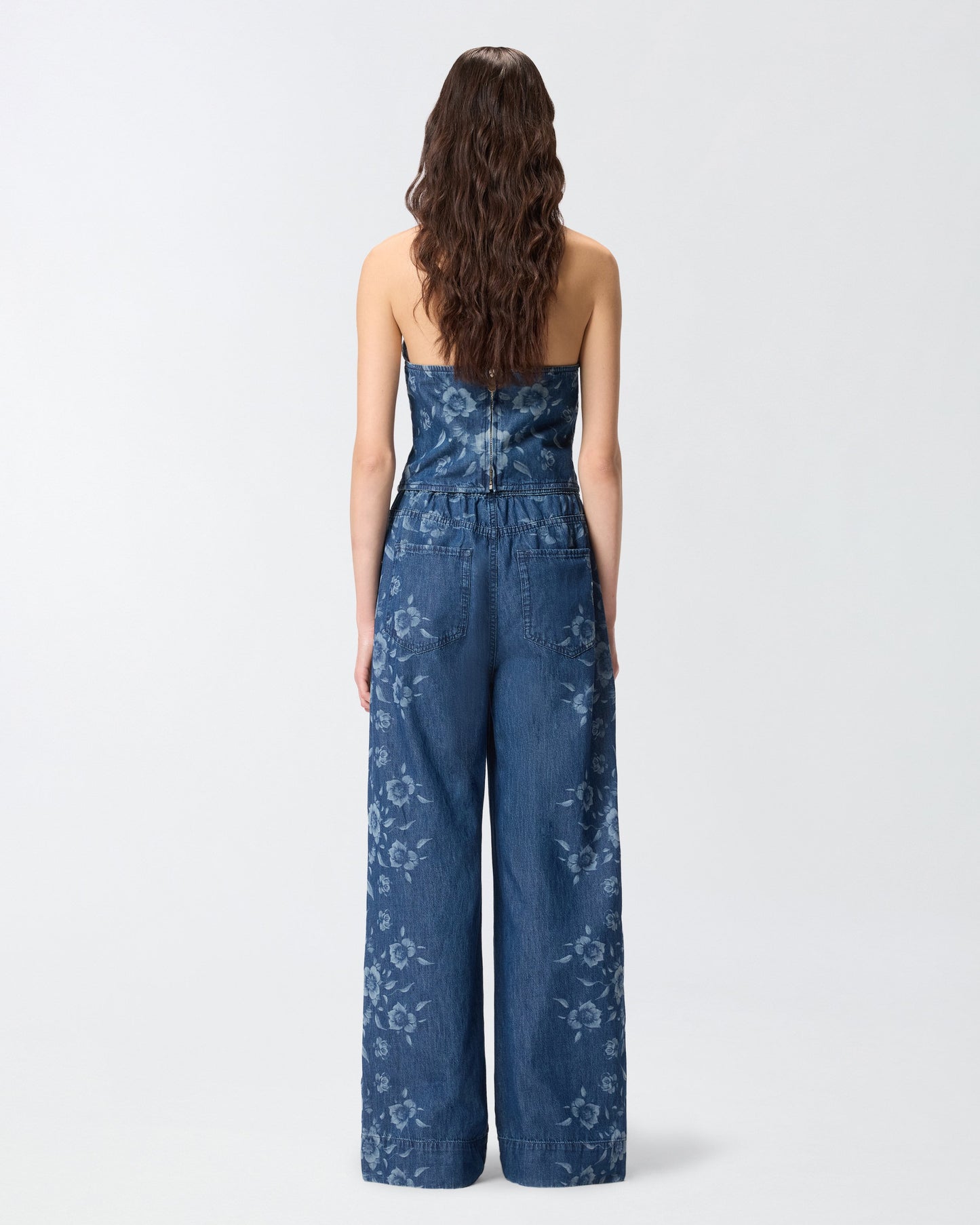 Floral denim jeans