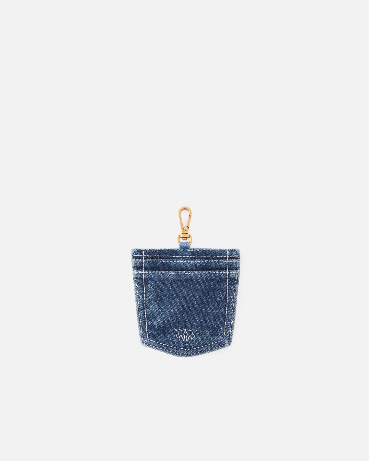 Pocket-shaped card holder charm in denim