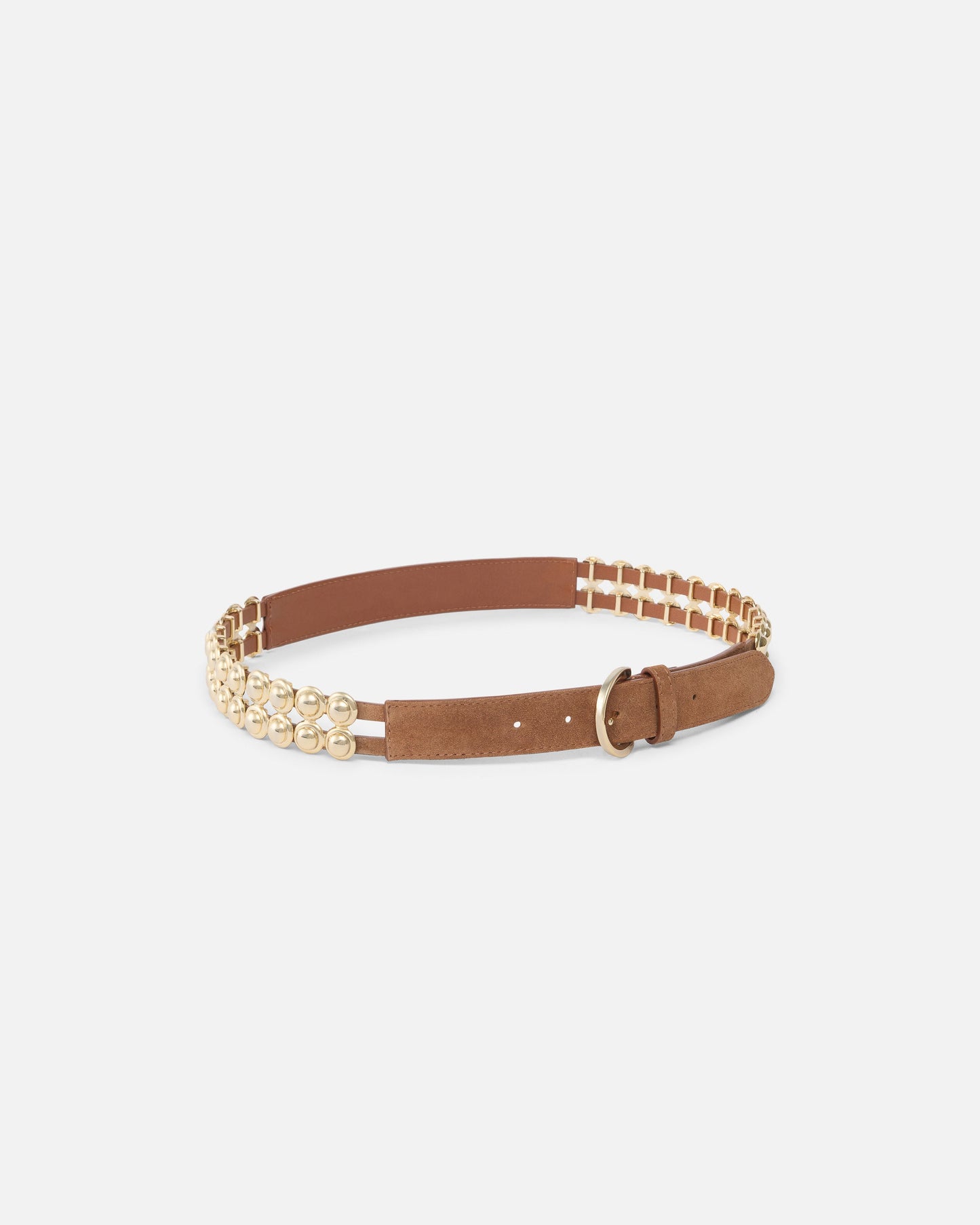 Leather belt with metal embellishments, 3 cm