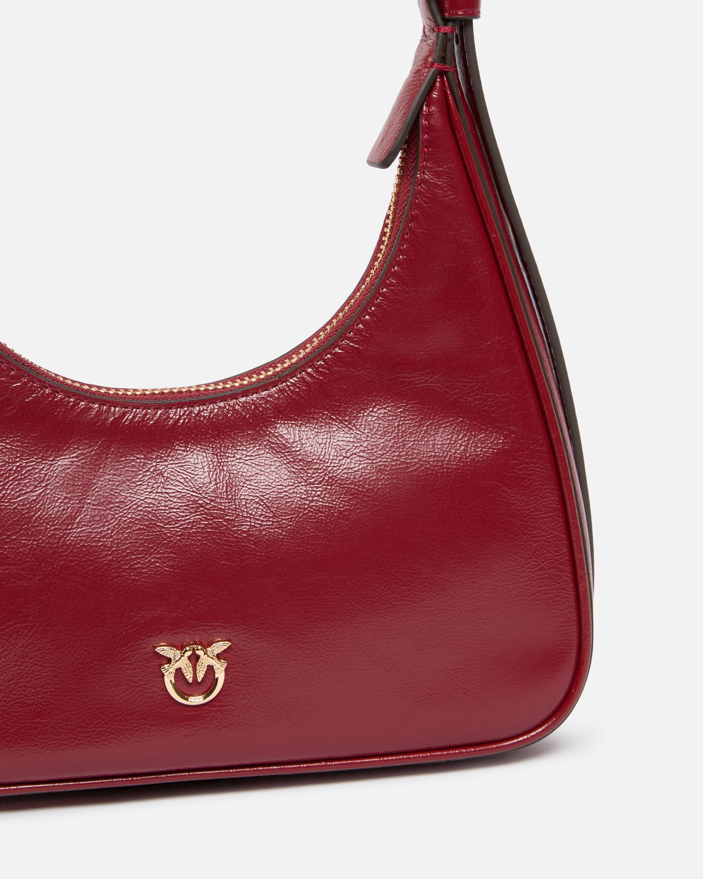 Miss logo Mini hobo shoulder bag in shiny leather