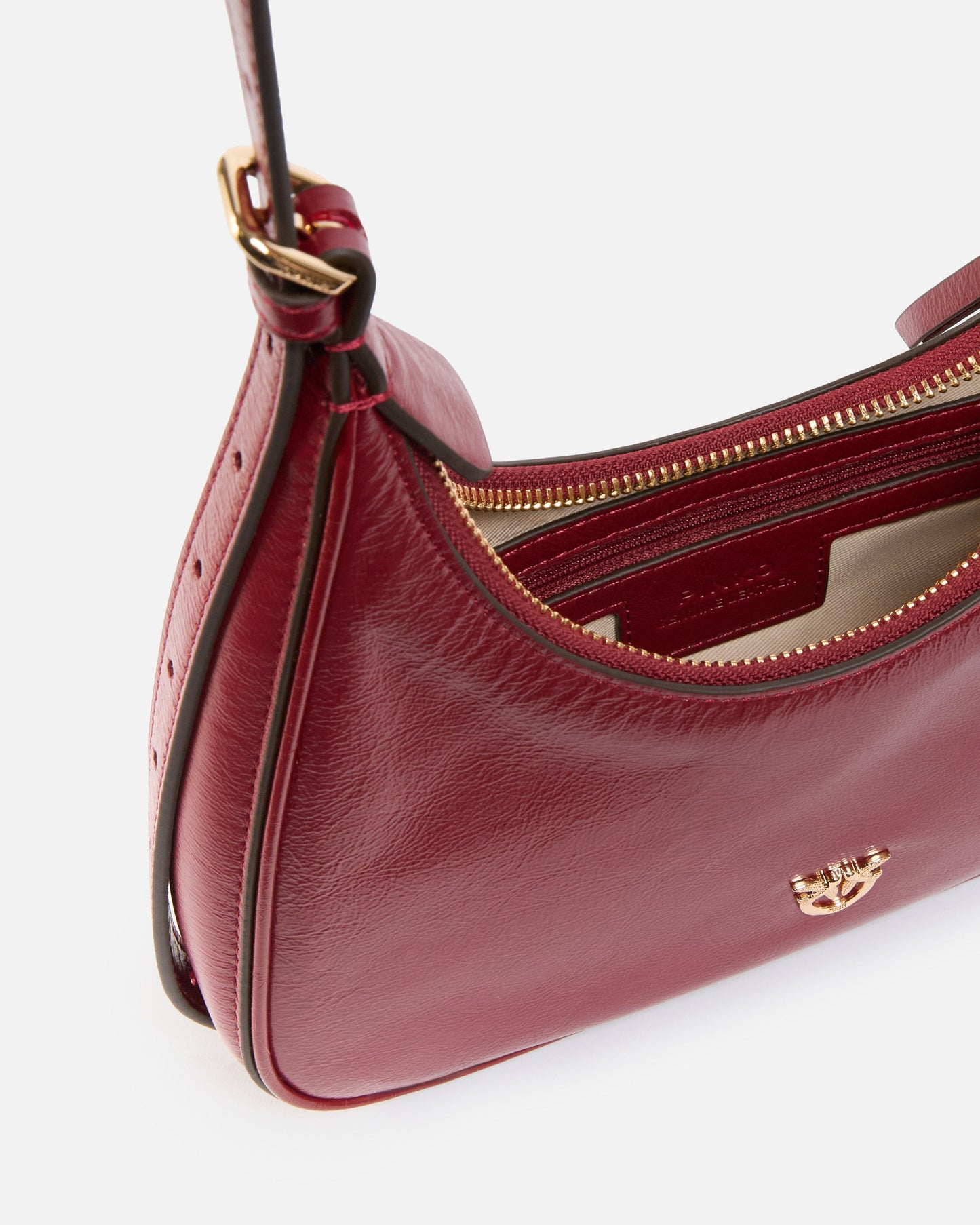 Miss logo Mini hobo shoulder bag in shiny leather