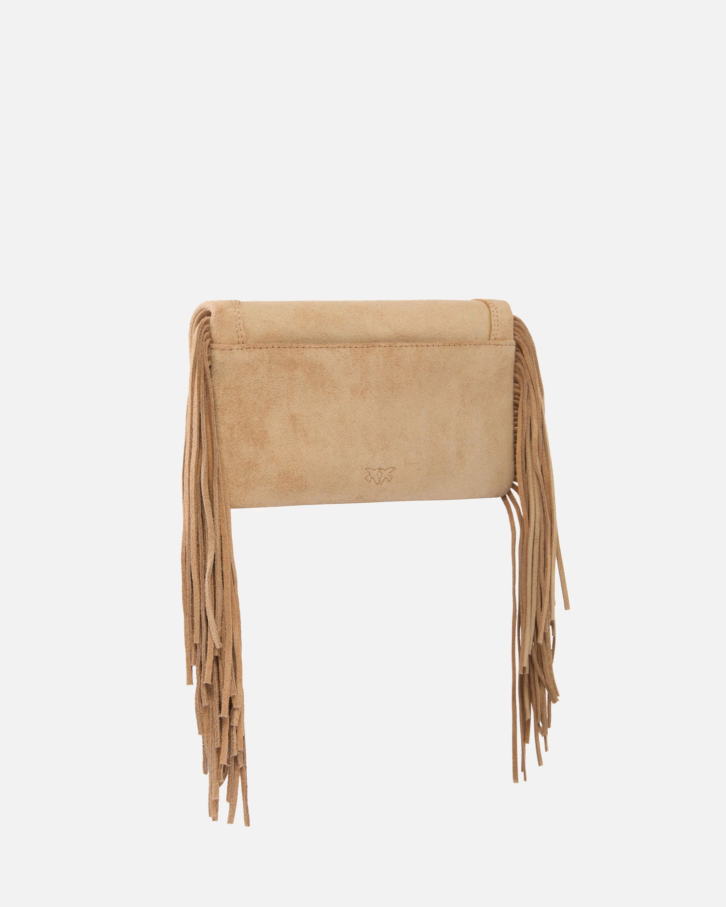 Love Bag Click Soft Horizontal Mini crossbody clutch in suede with fringing