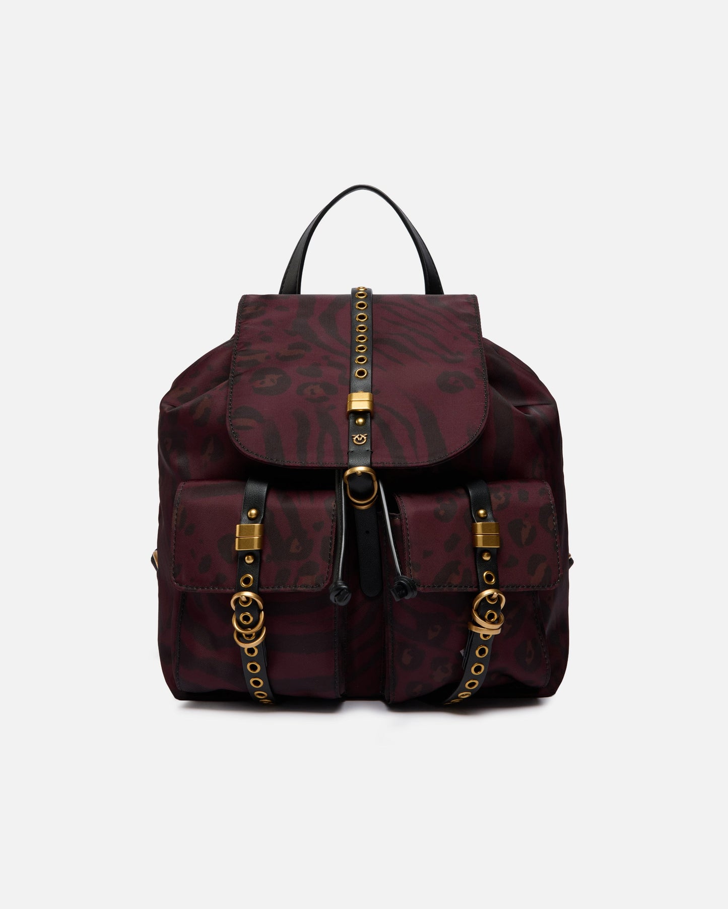 Medium nylon backpack with animal print
