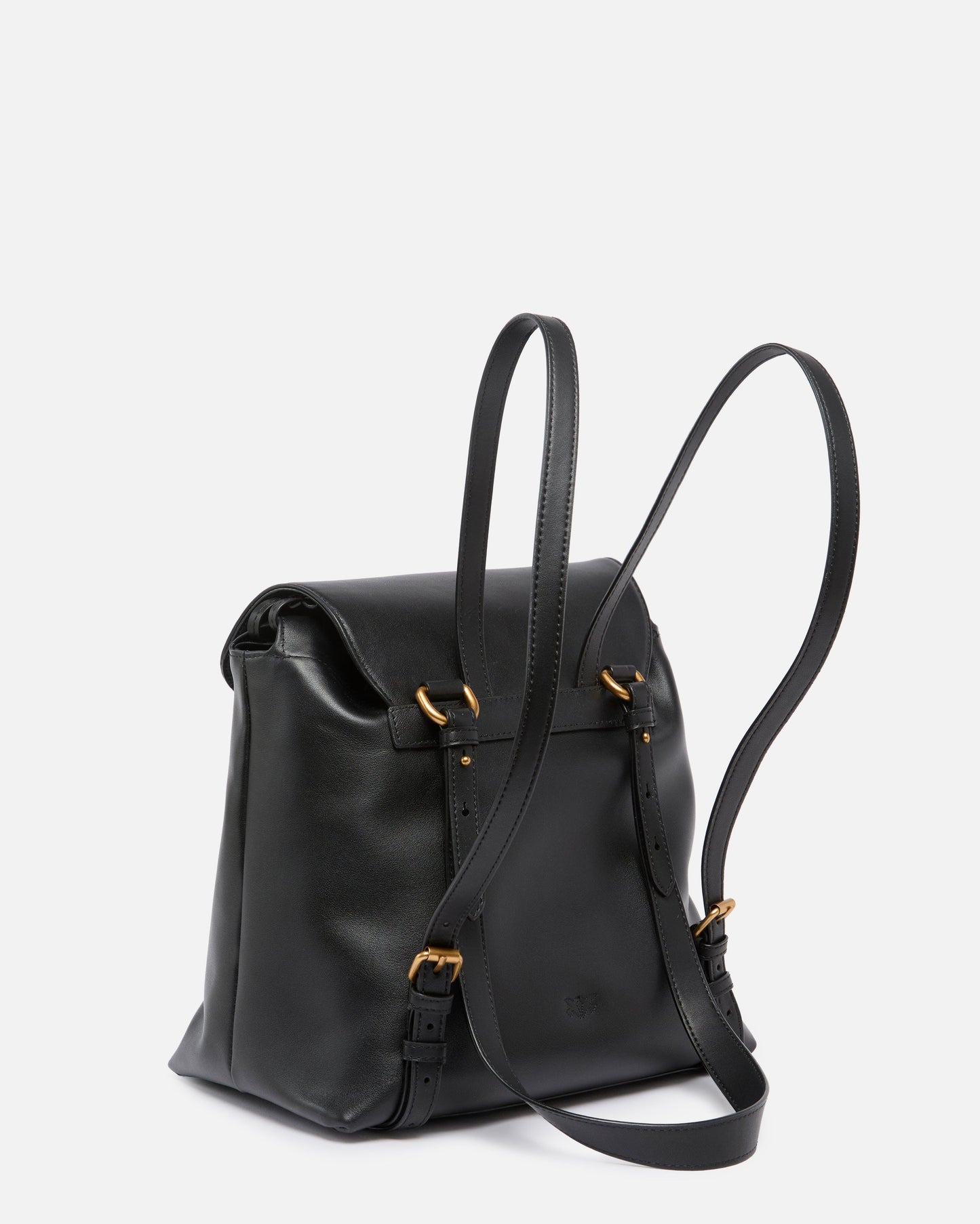 Medium Saddle Backpack in leather with logo rings