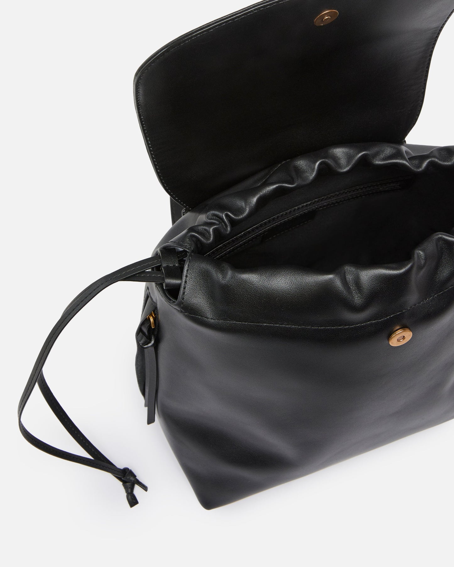 Medium Saddle Backpack in leather with logo rings
