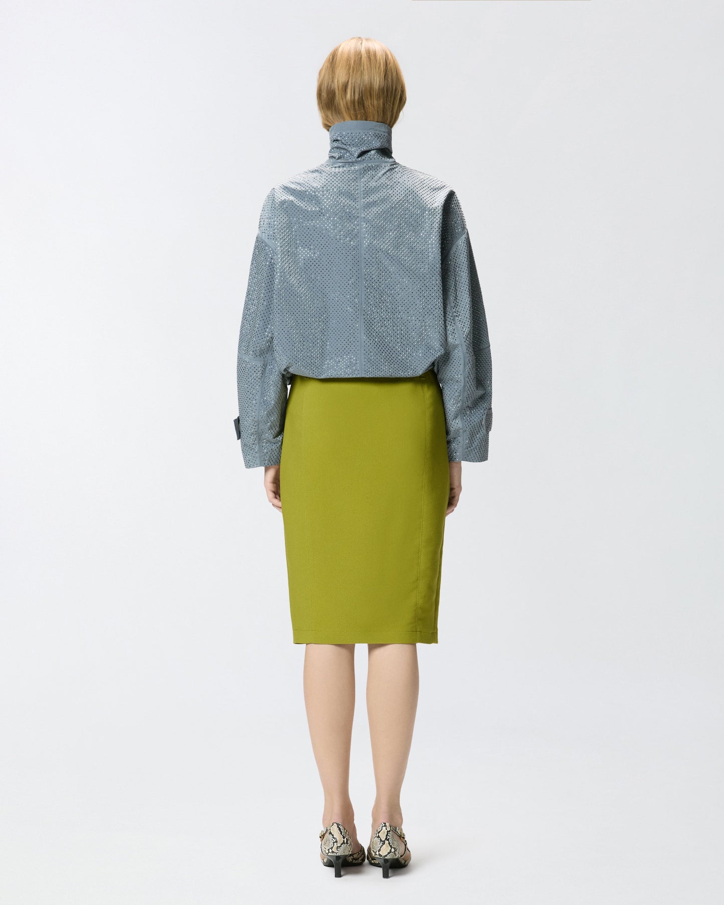 Blouson jacket with all-over micro studs