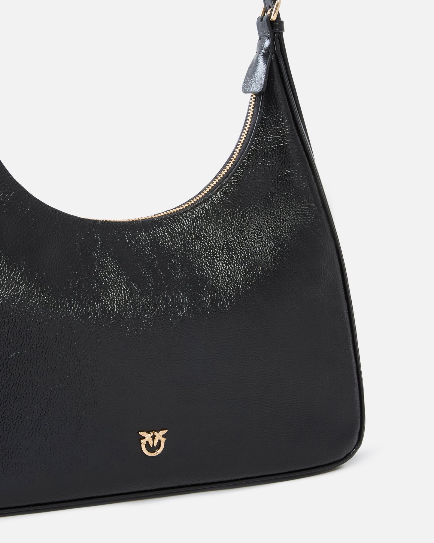 Miss logo medium hobo shoulder bag in shiny leather