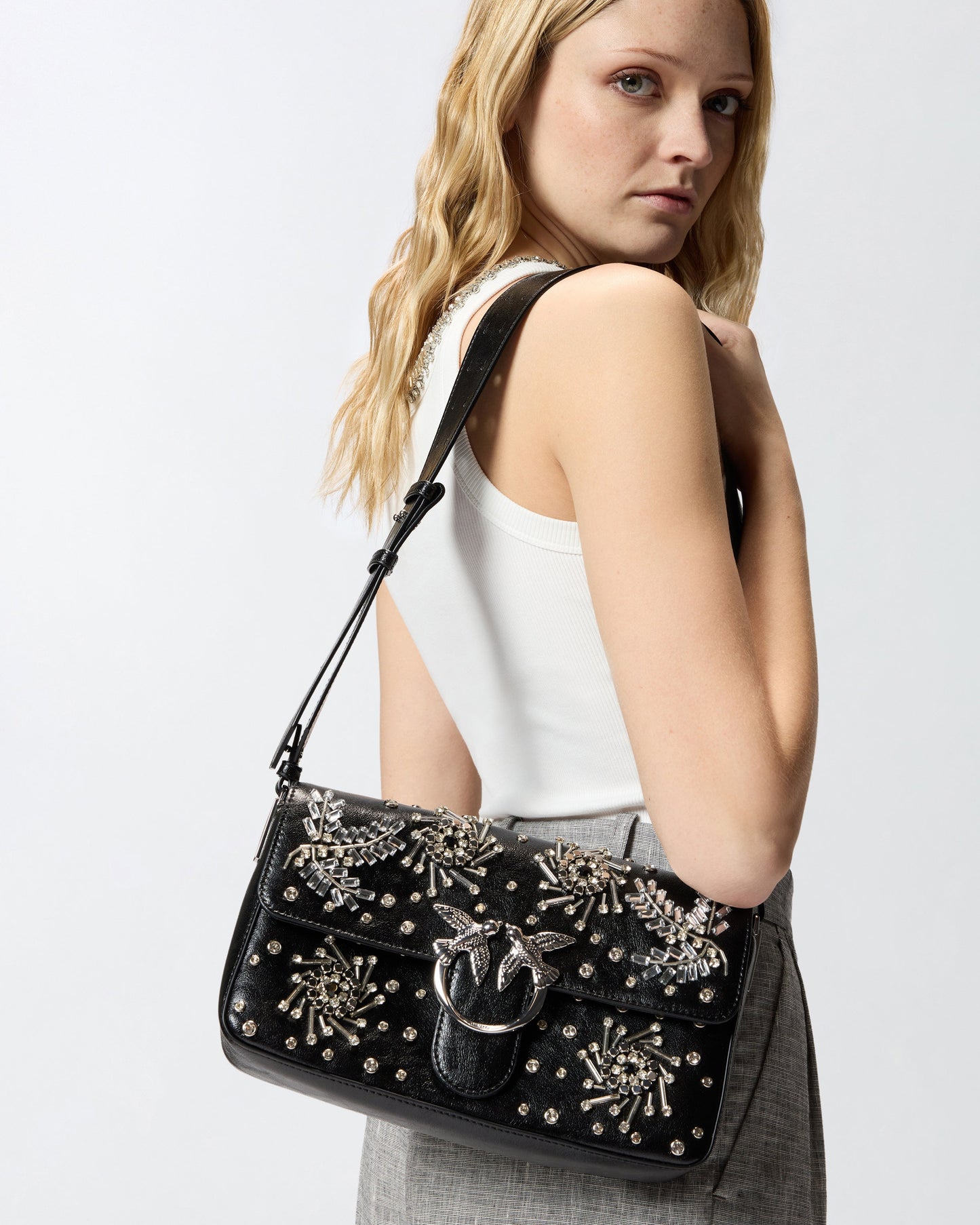 Love Bag Slouchy medium shoulder bag in leather-effect microfibre