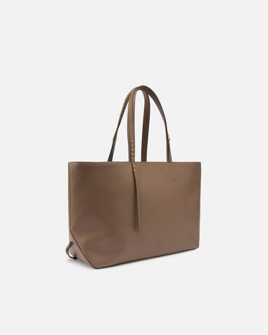 Medium leather shopper bag with metal details