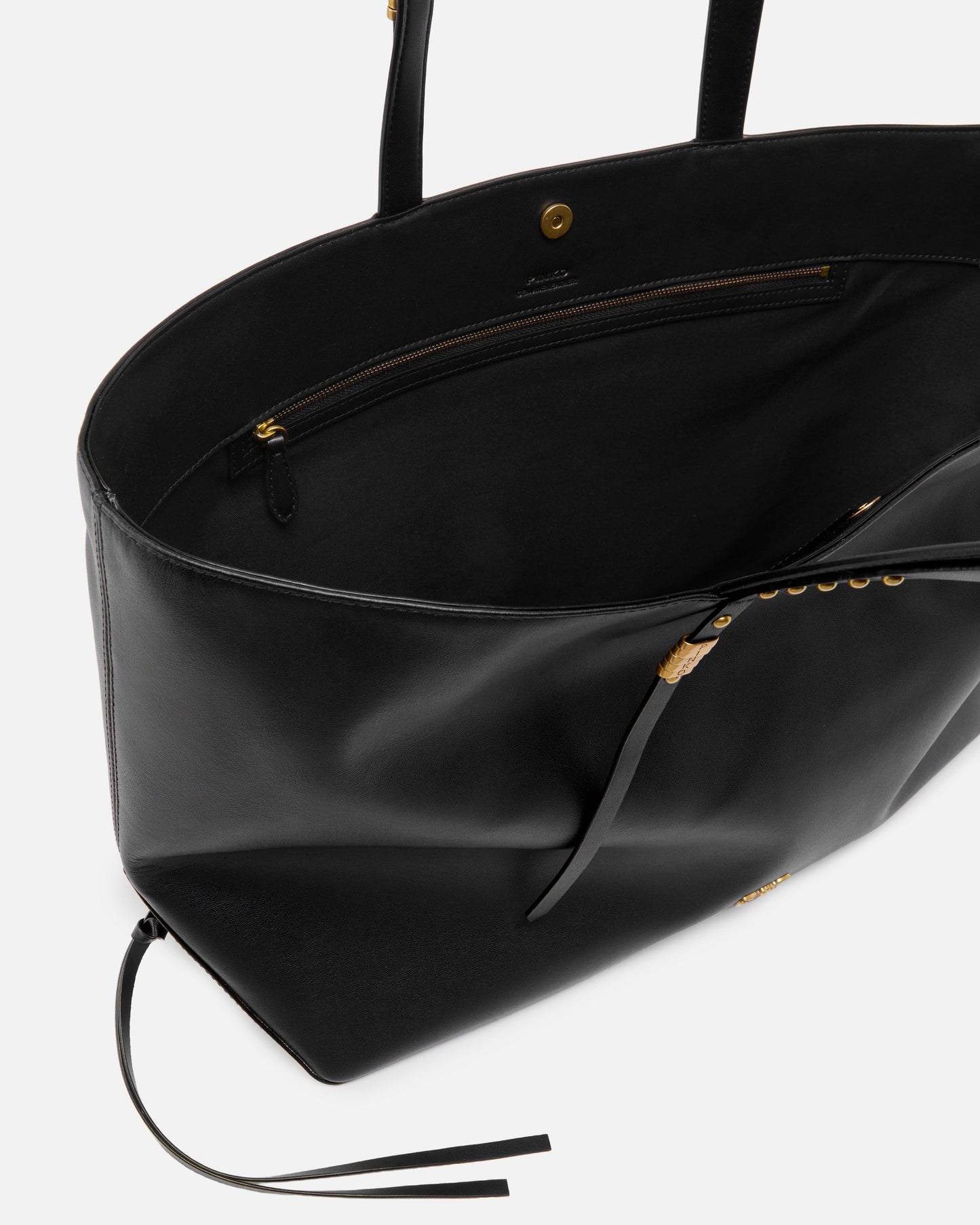 Medium leather shopper bag with metal details
