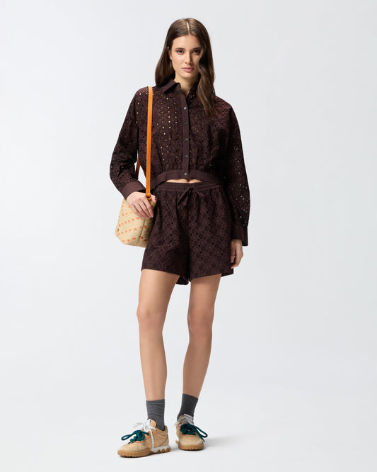 Shorts with openwork motif