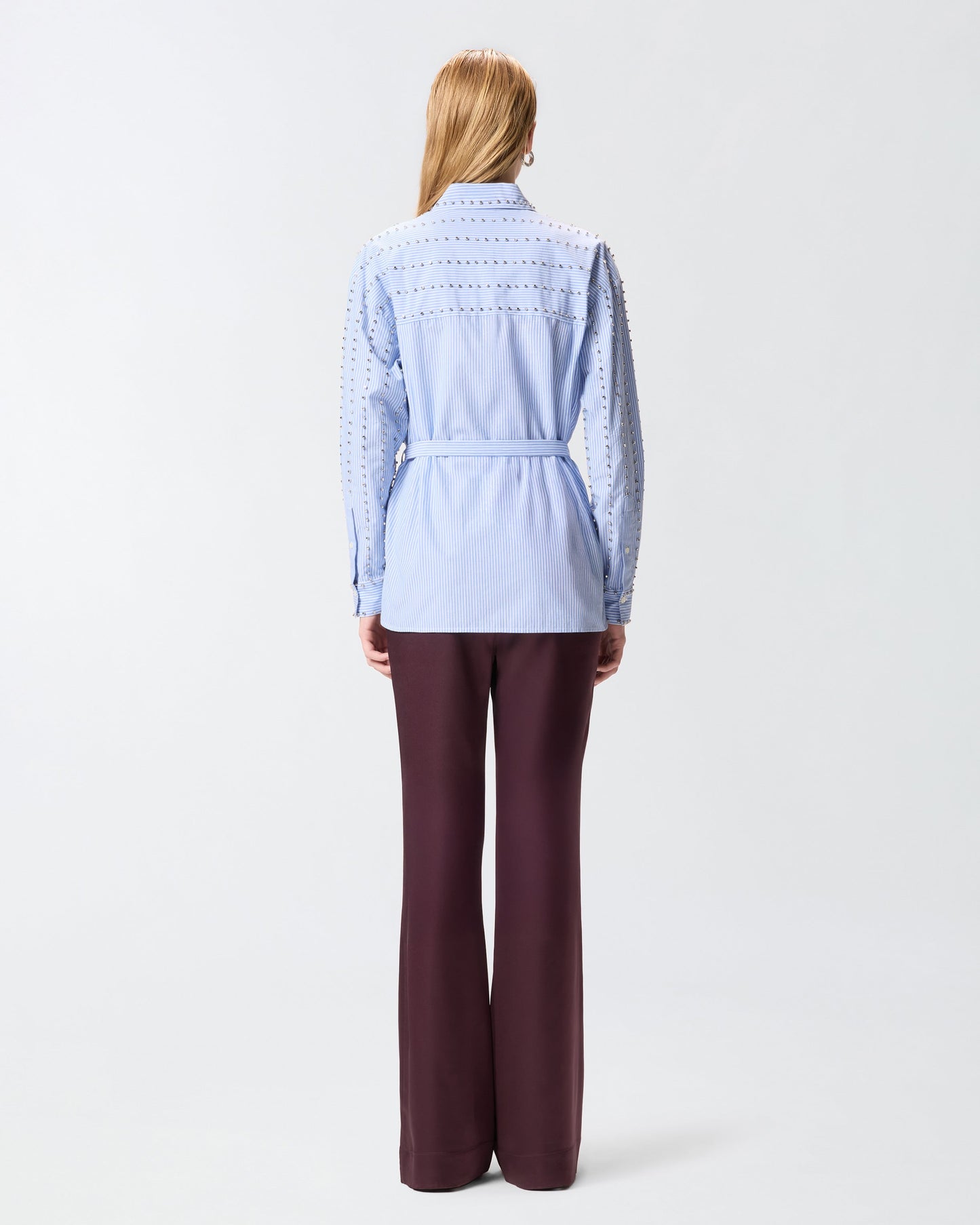 Striped shirt with jewel embellishment