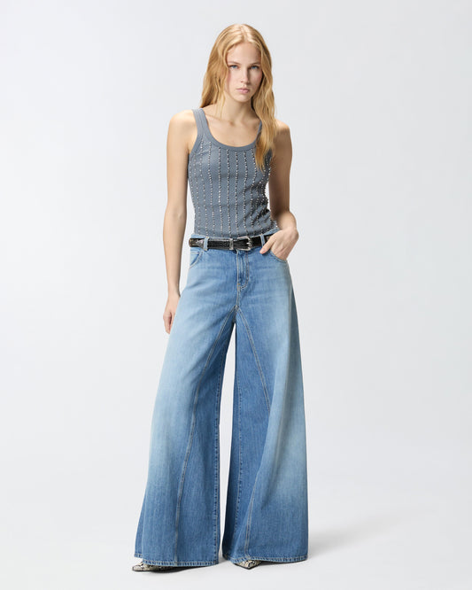 Flared jeans with super wide leg