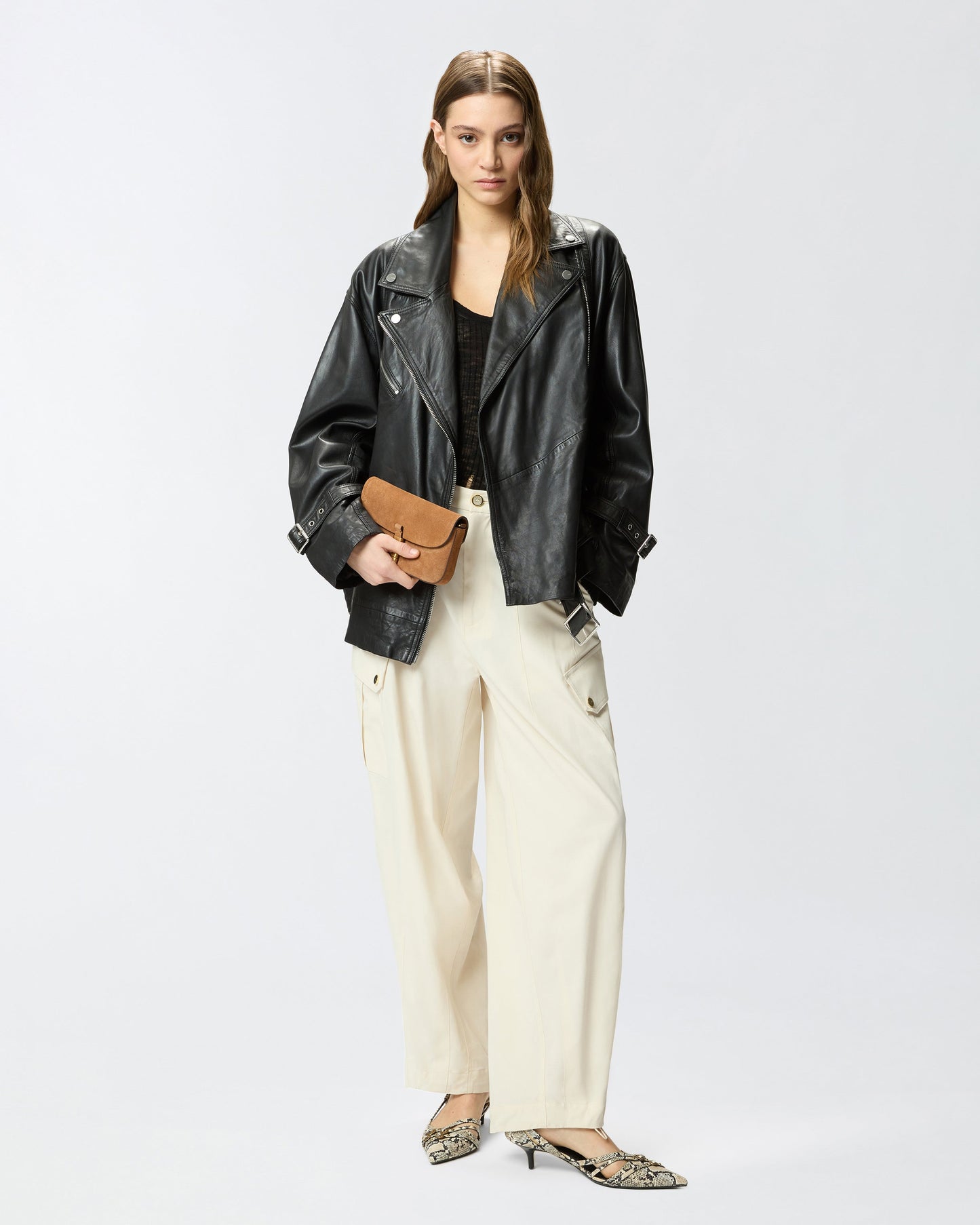 Leather biker jacket