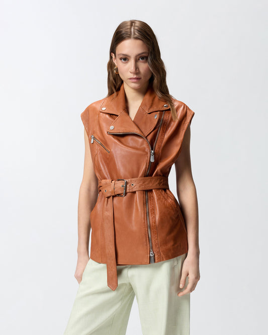 Biker-style leather vest