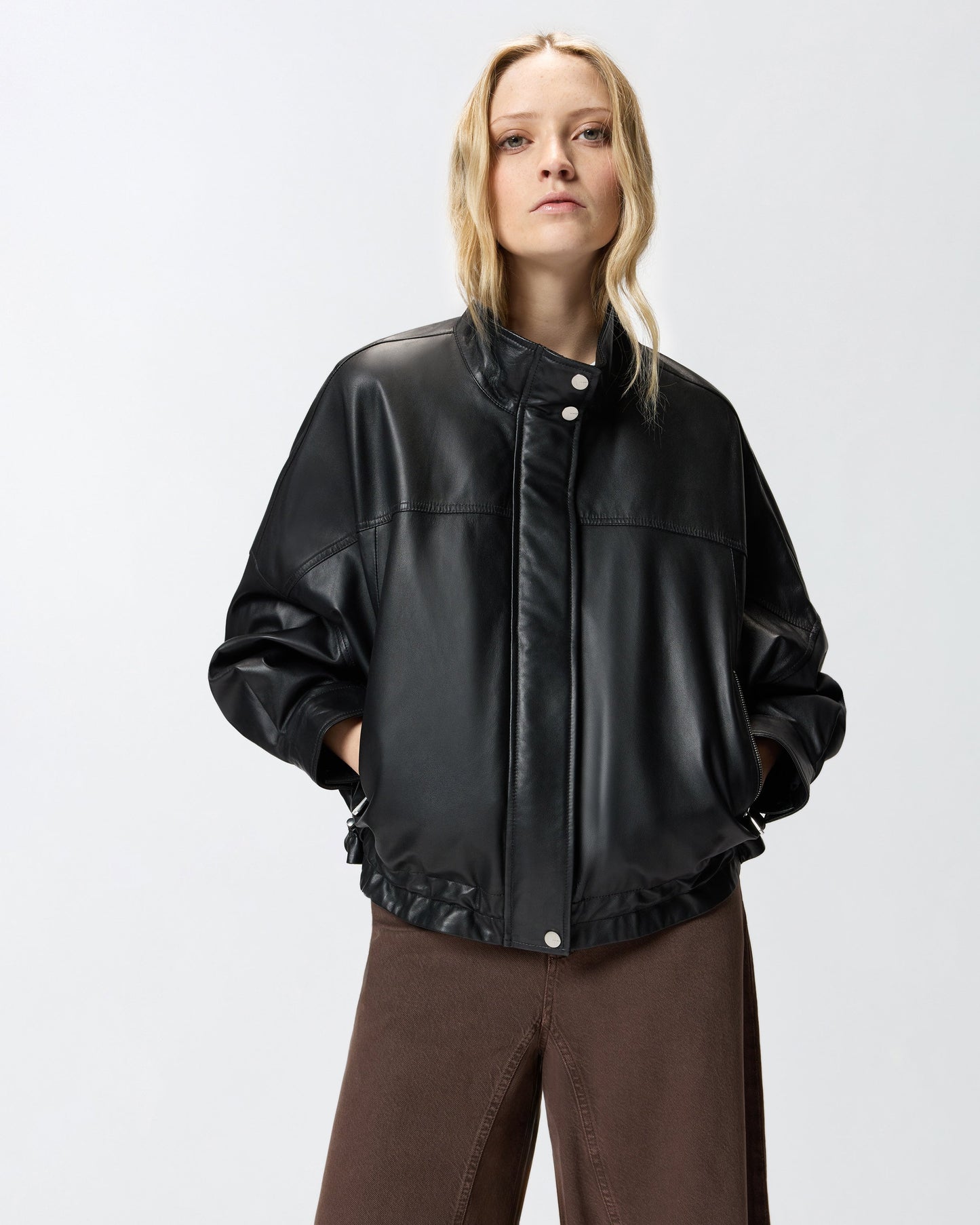 Nappa leather blouson jacket