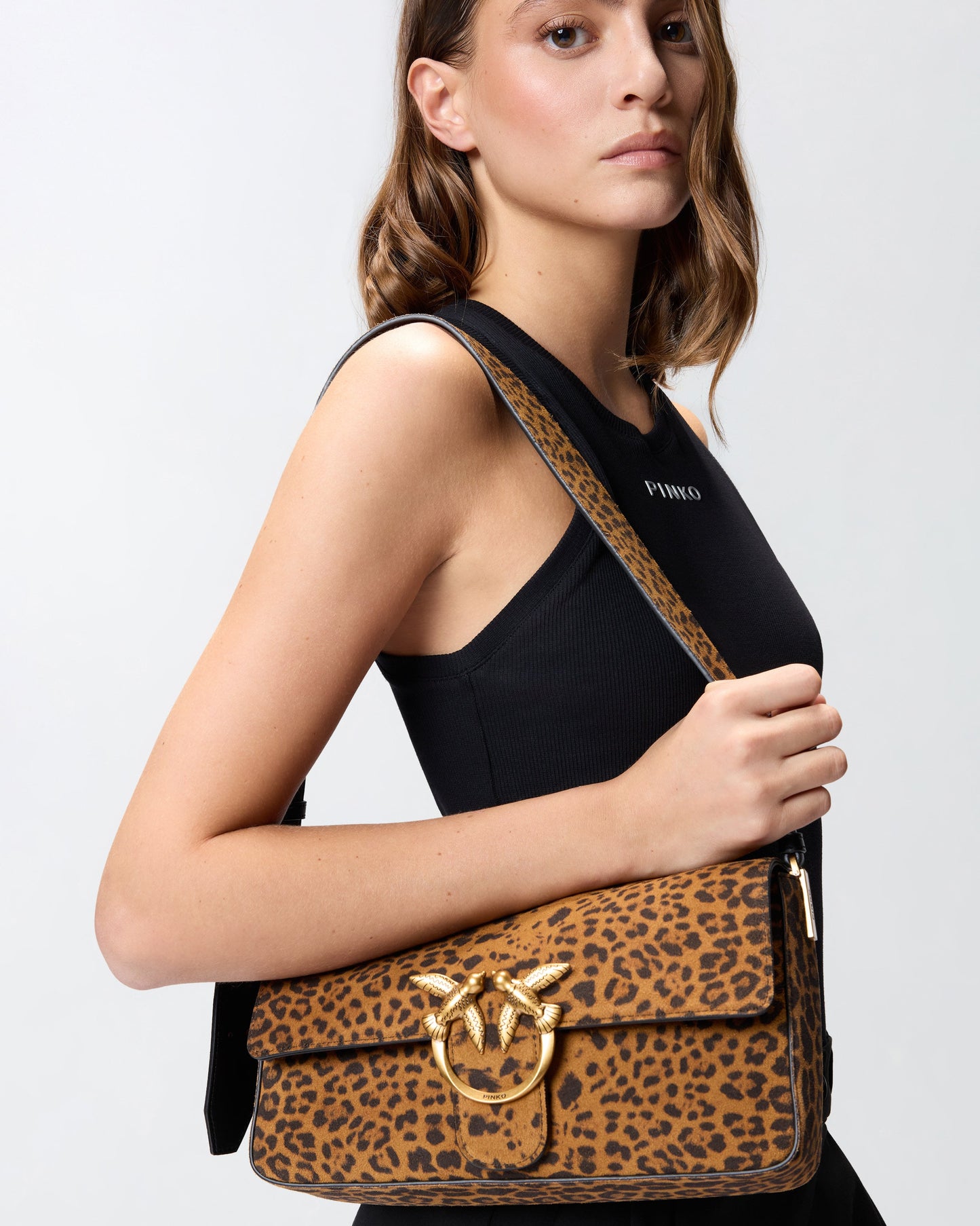 Love Bag One Slouchy medium shoulder bag in leopard-print suede
