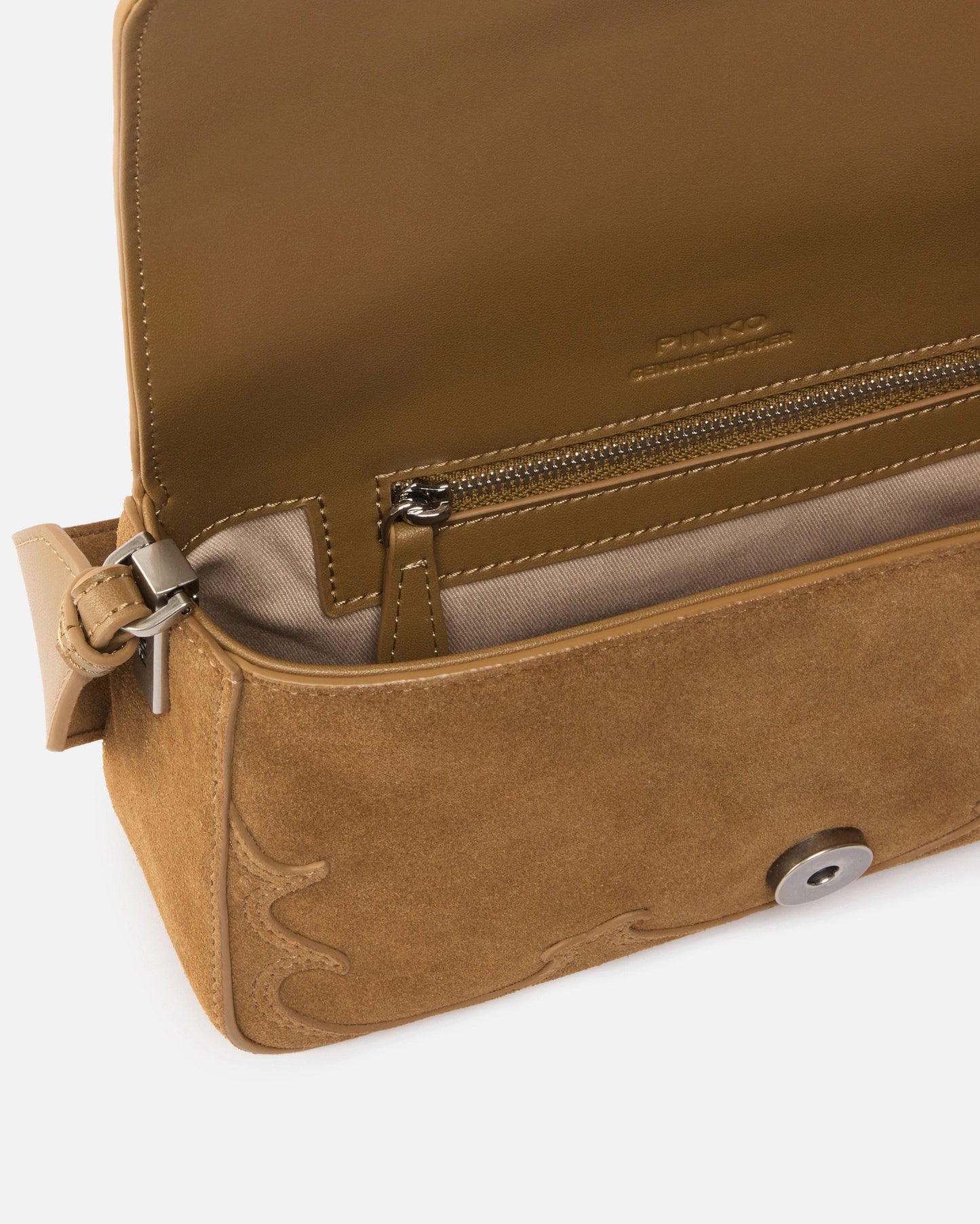 Mini Love Bag One Slouchy small shoulder bag in suede with inlays