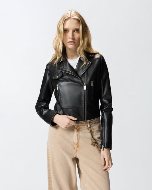 Biker-style jacket in nappa leather