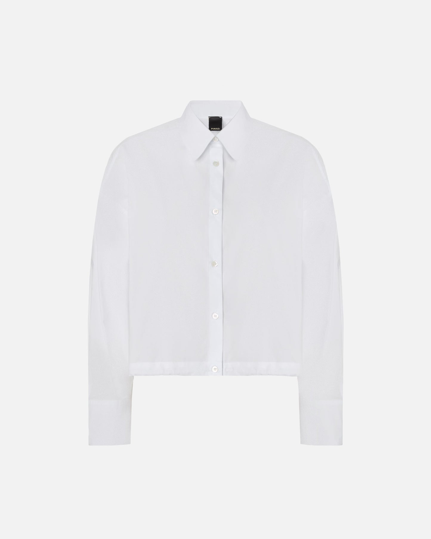 Cropped shirt in striped cotton with logo