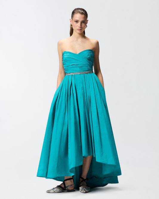 Elegant long dress with jewel belt