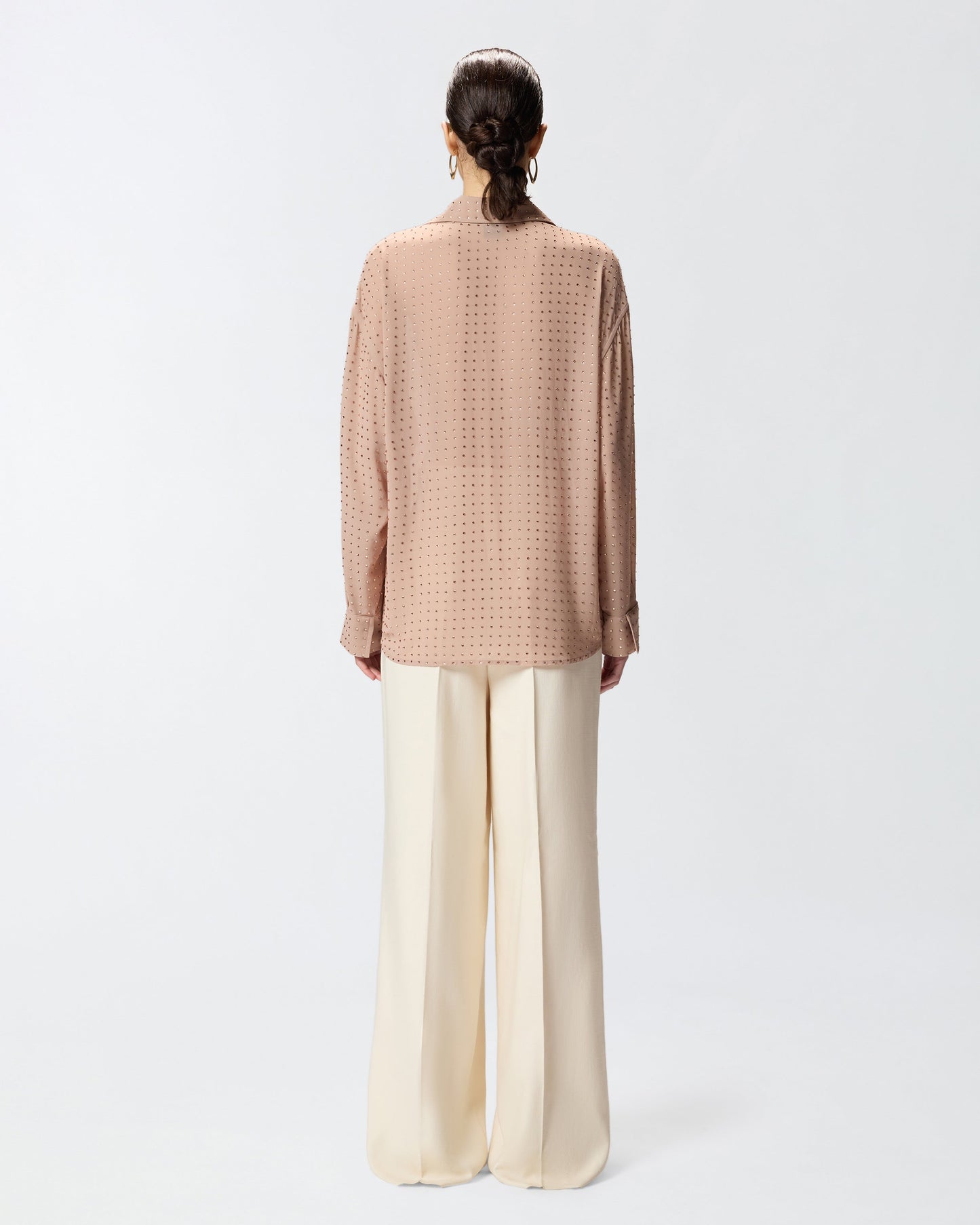 Rhinestoned georgette shirt