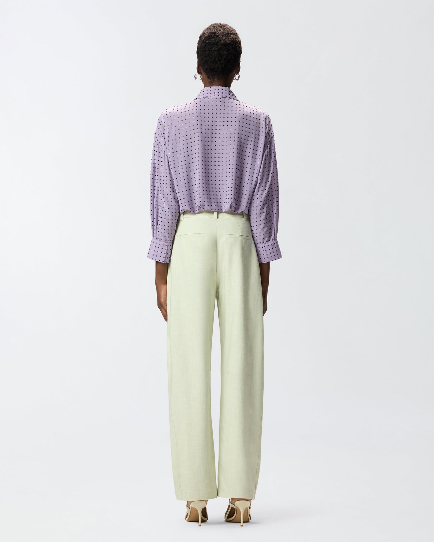 Rhinestoned georgette shirt