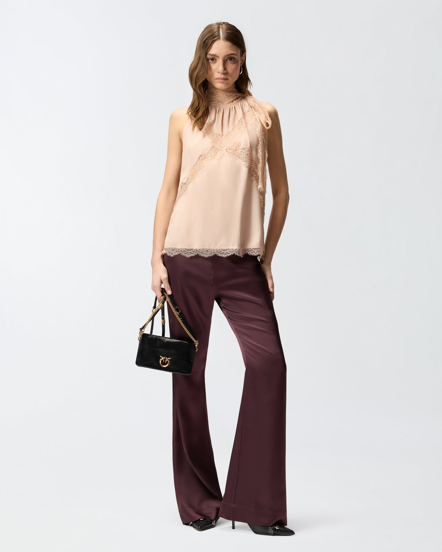 Halterneck top with lace