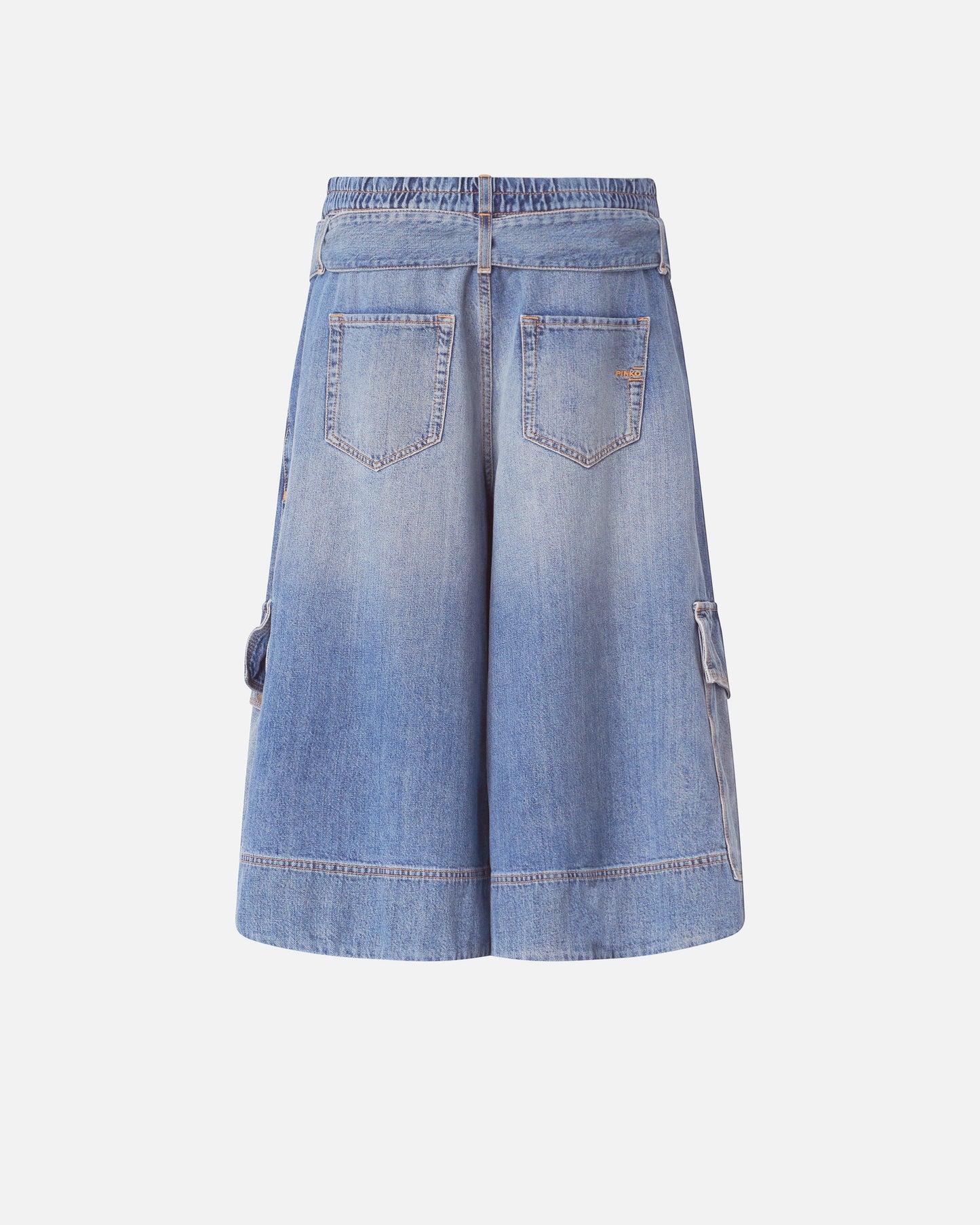 Denim utility Bermuda shorts with belt