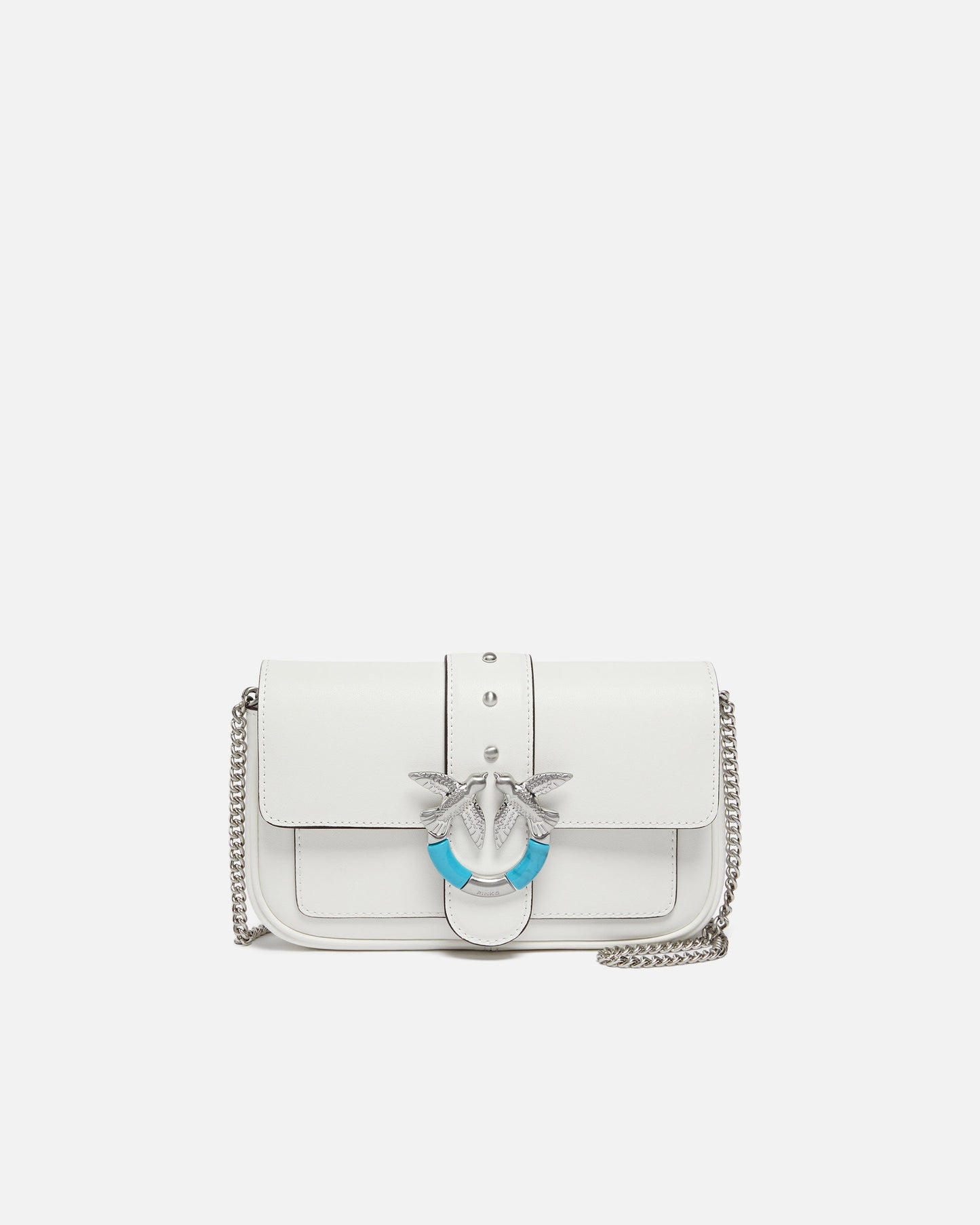 Mini Love Bag One Pocket shoulder bag in leather with turquoise buckle