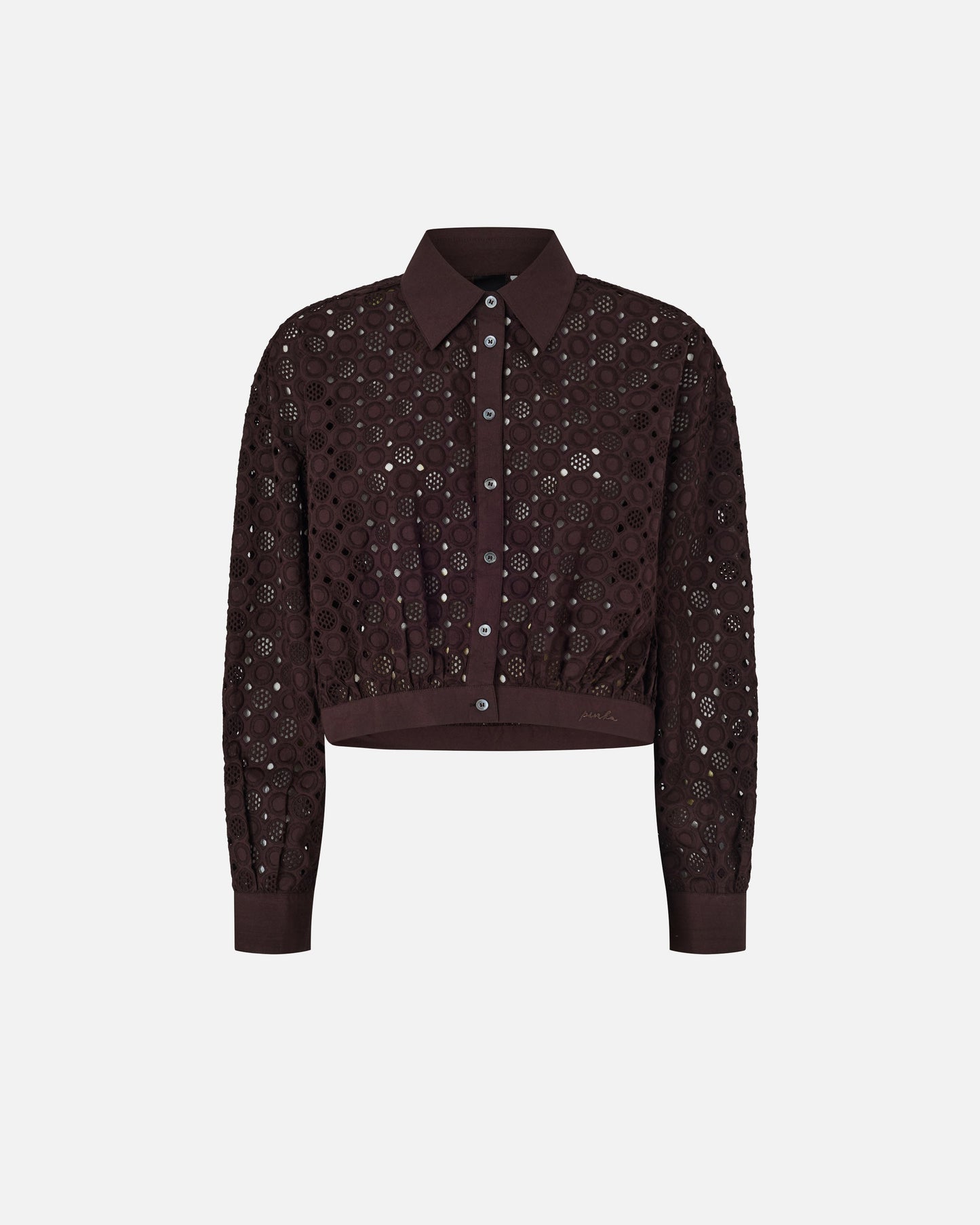 Cropped shirt with broderie anglaise