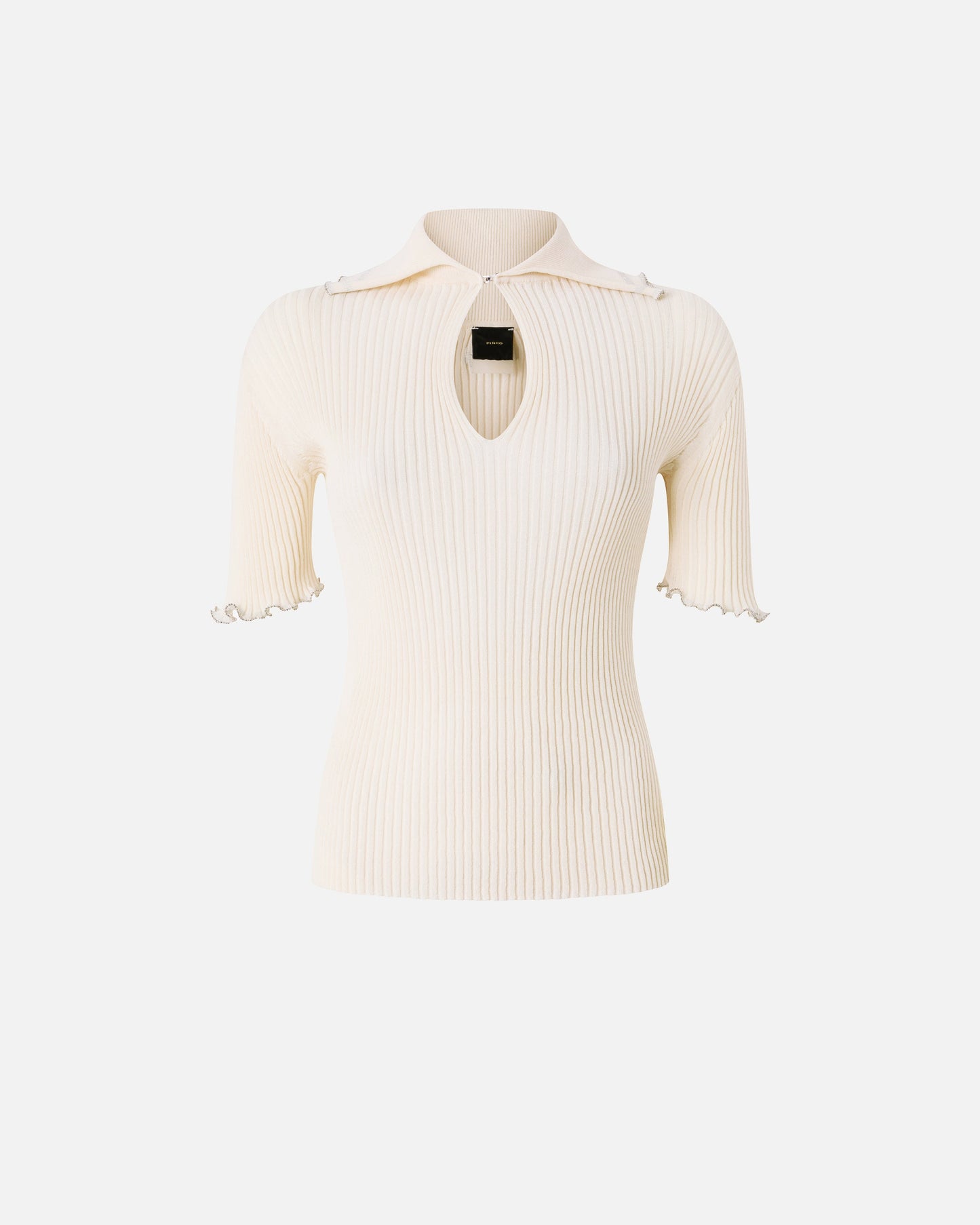 Ribbed sweater with jewel edges