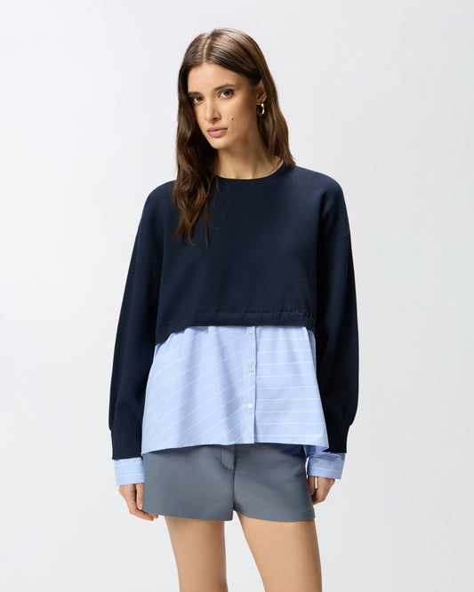 Sweater with shirt insert