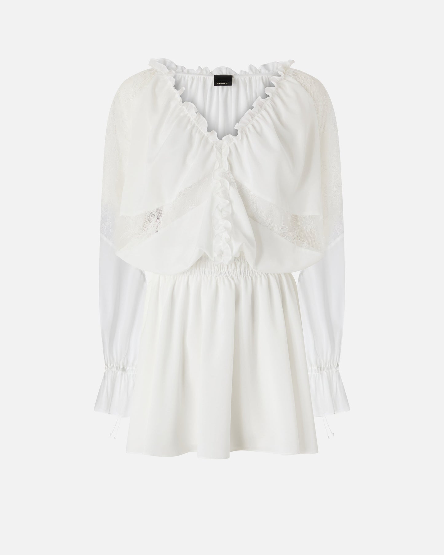 Mini dress with long sleeves and lace details
