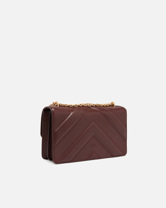 Love Bag One medium shoulder bag in chevron leather and nappa with triple chain