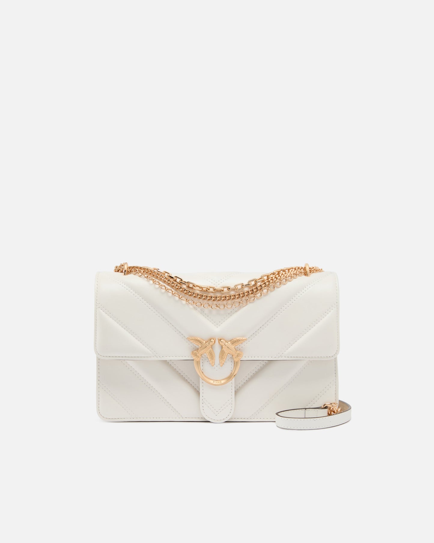Love Bag One medium shoulder bag in chevron leather and nappa with triple chain