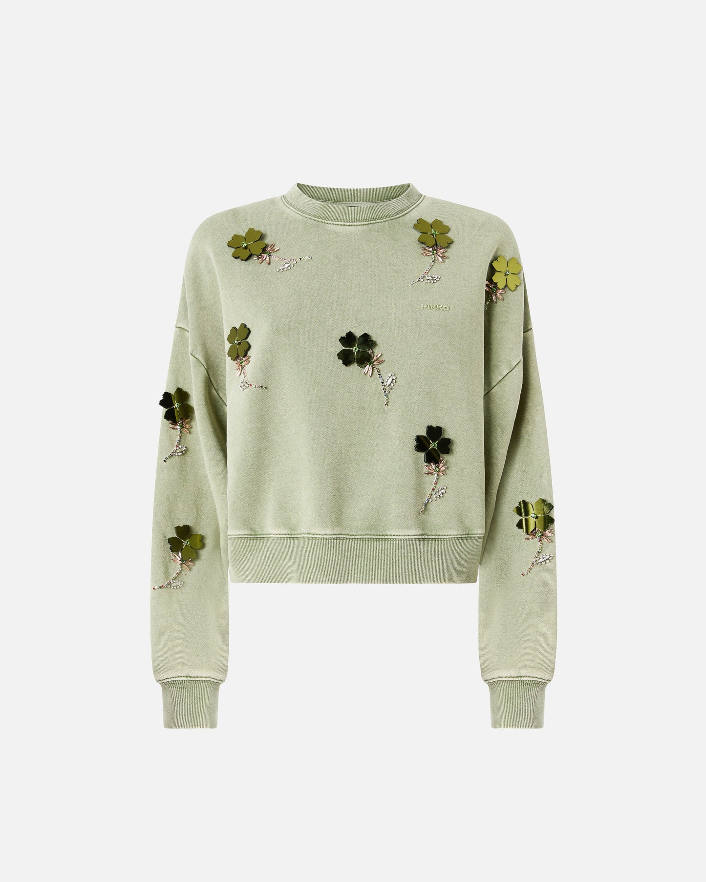 Sweatshirt with jewel flowers