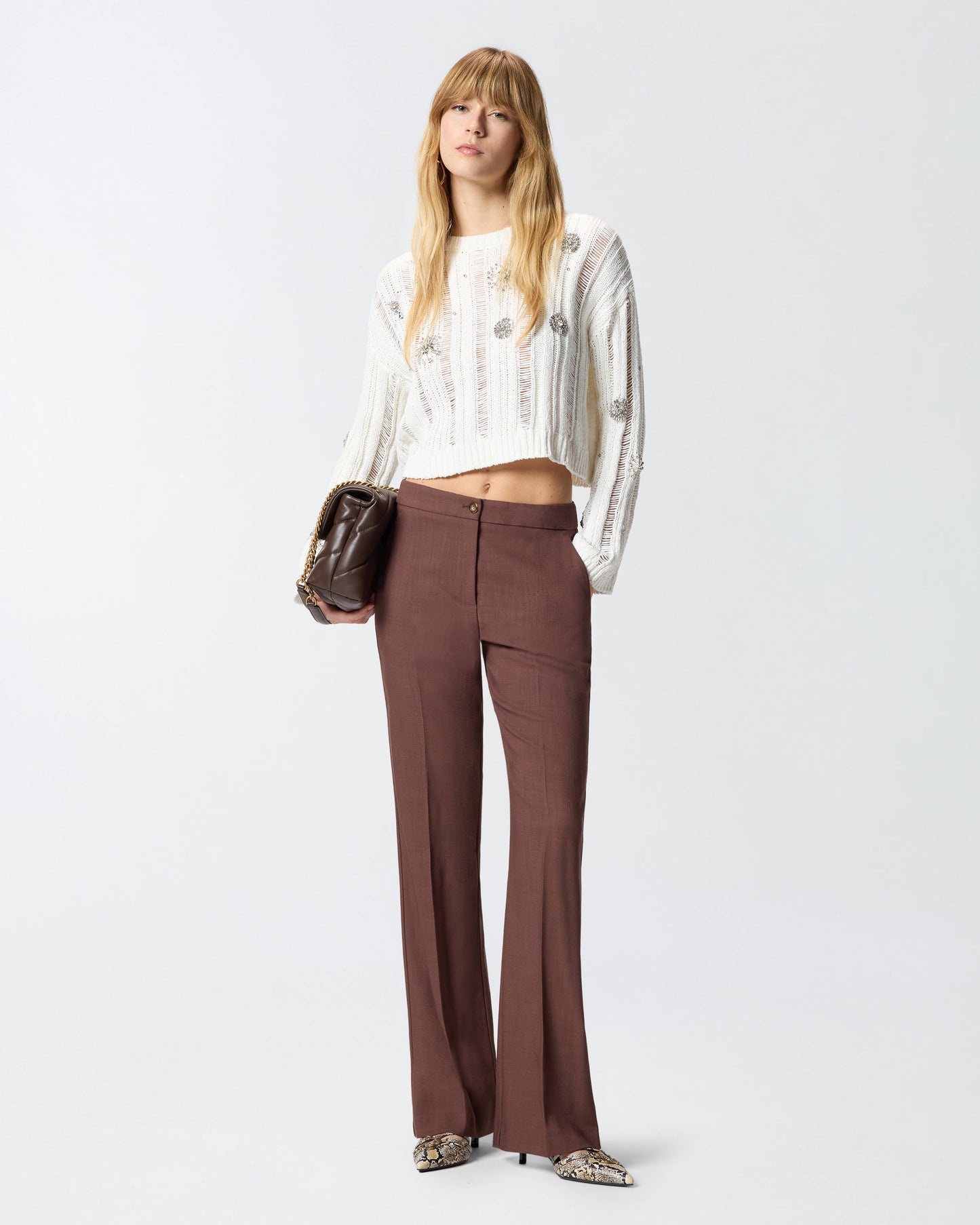 Openwork sweater with jewel details