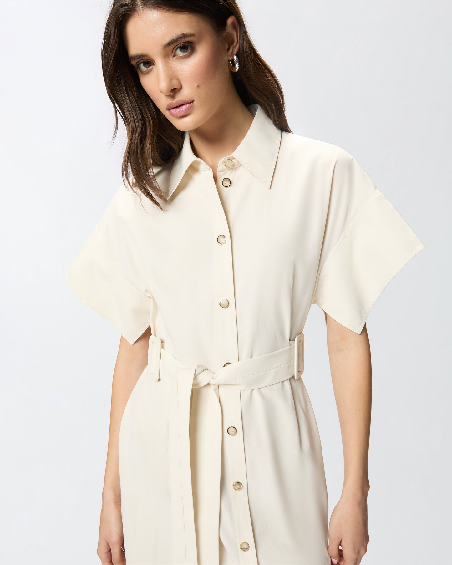 Midi shirt dress with belt