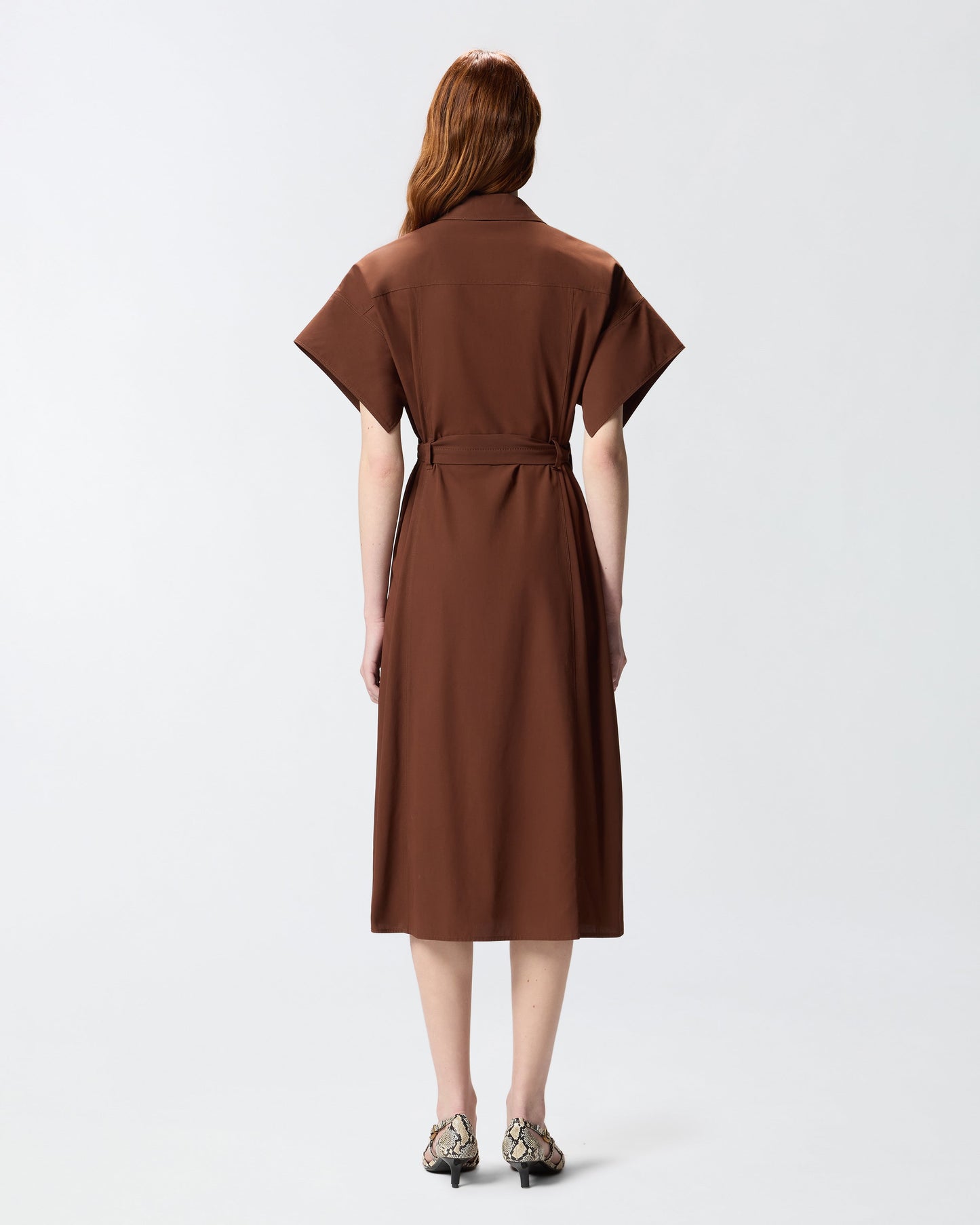 Midi shirt dress with belt