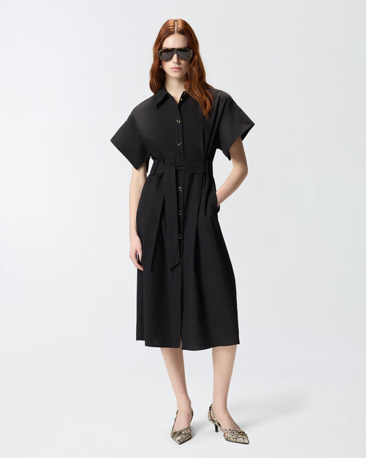 Midi shirt dress with belt