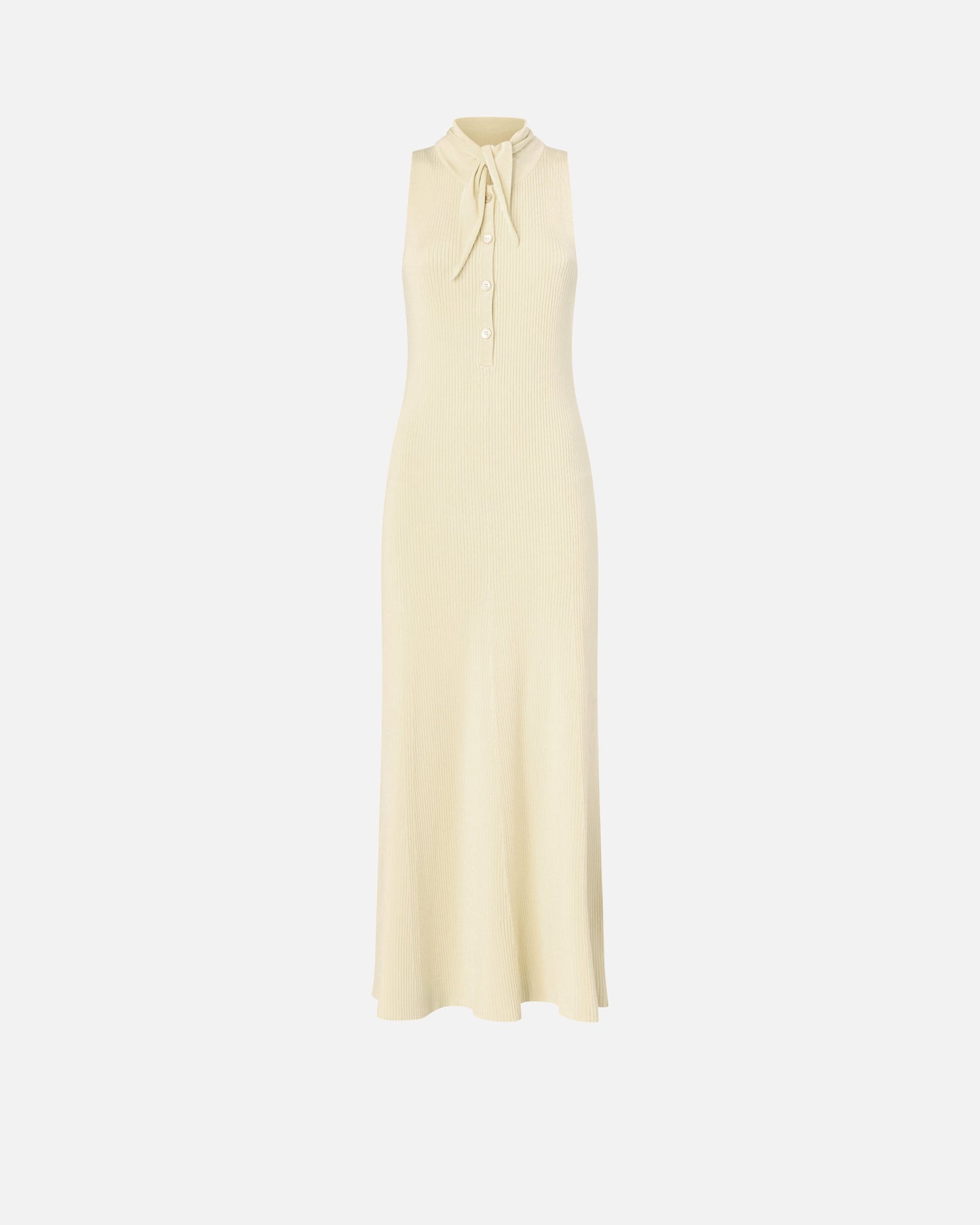 Long ribbed dress with bandana collar