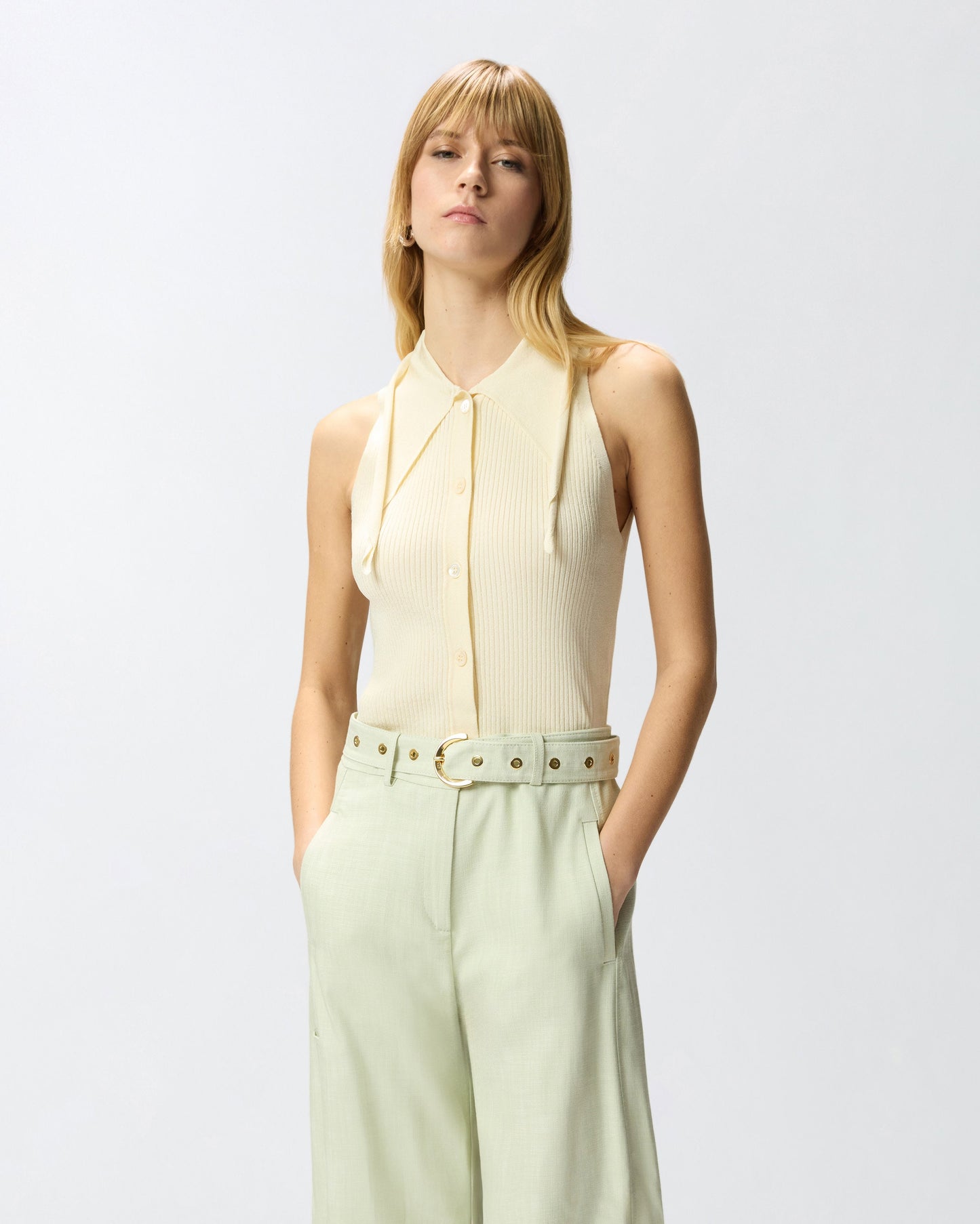 Top with bandana knot and buttons