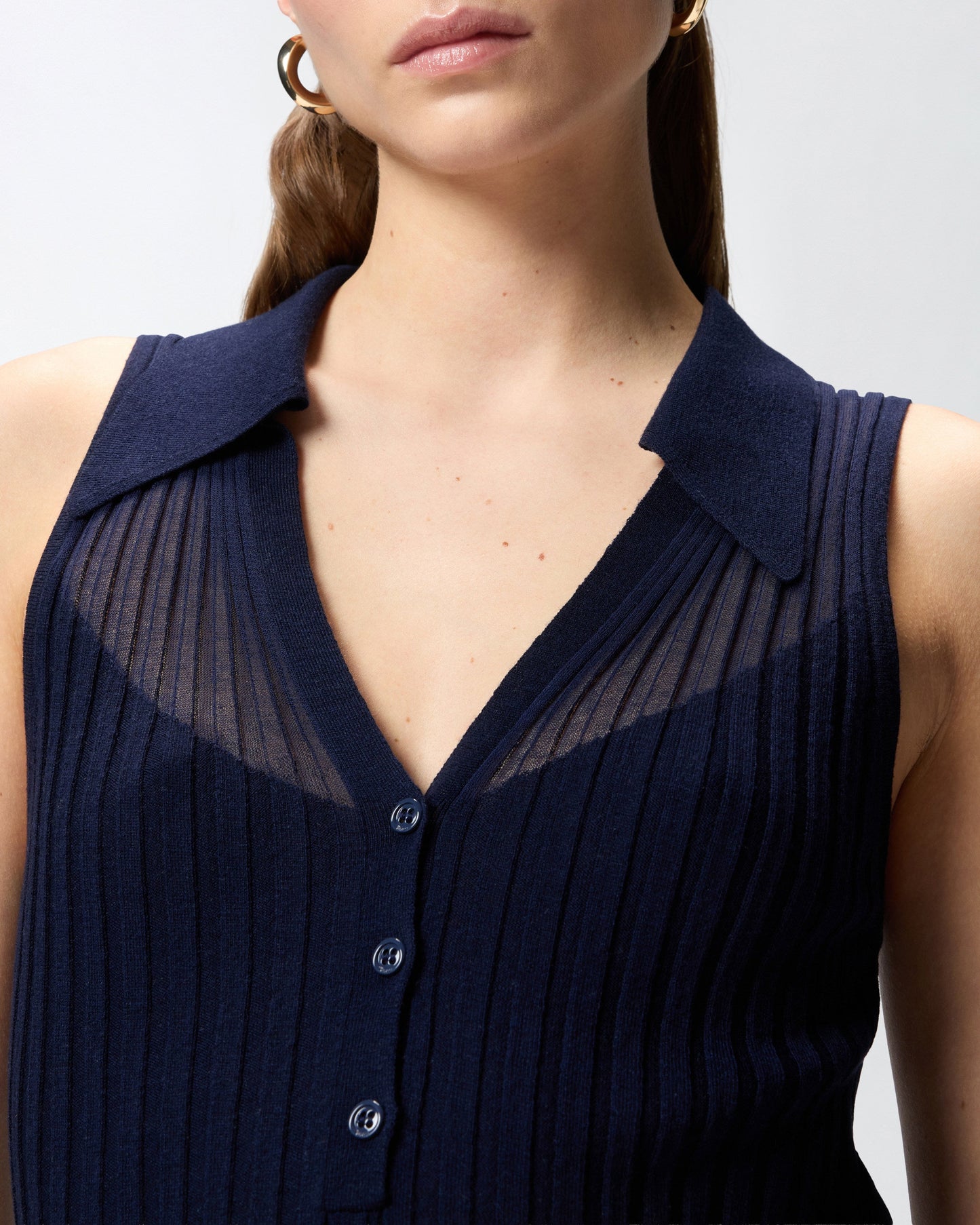 Ribbed polo vest top